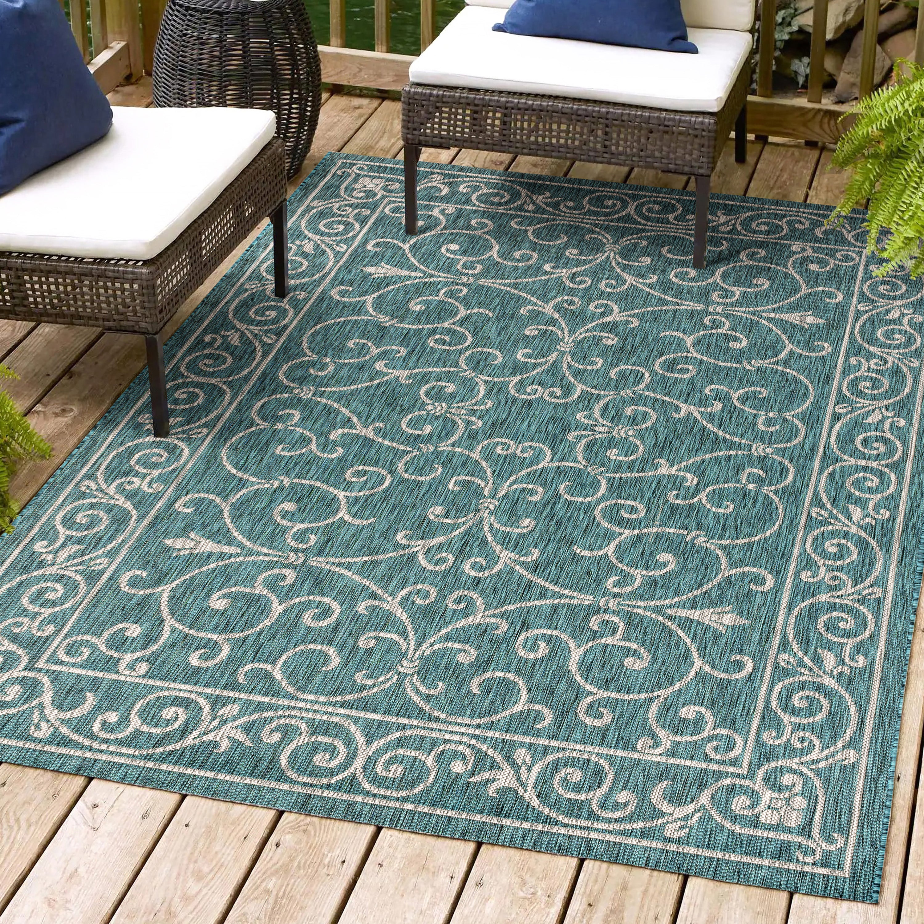 Charleston Vintage Filigree Textured Weav Indoor/Outdoor Area Rug