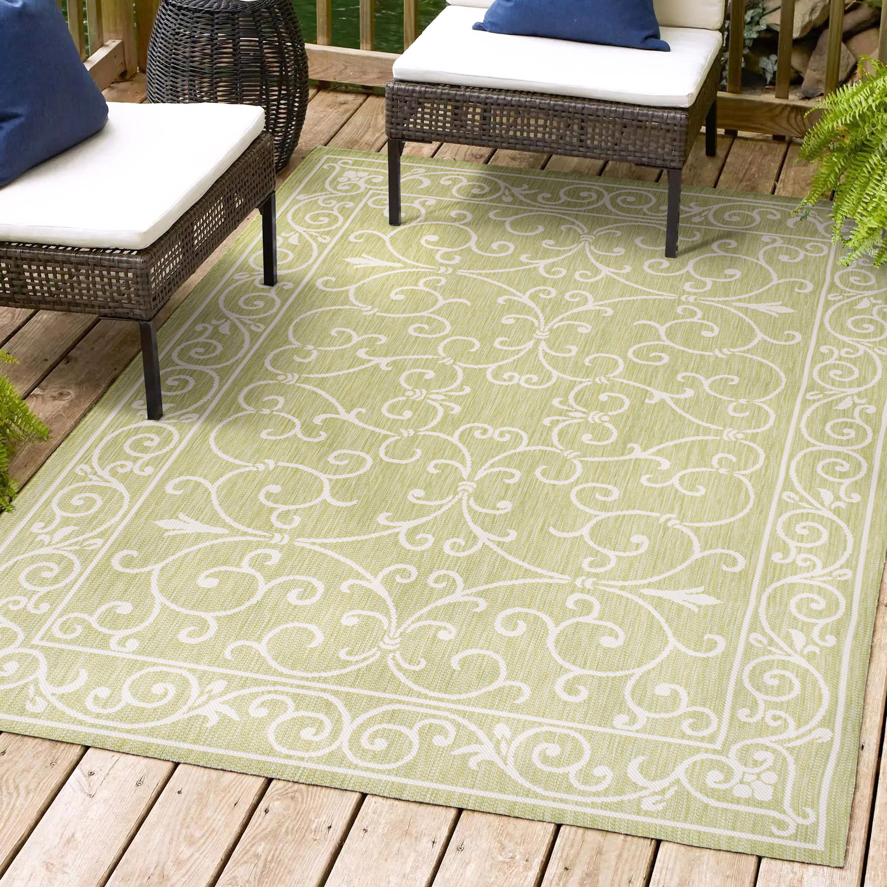 Charleston Vintage Filigree Textured Weav Indoor/Outdoor Area Rug