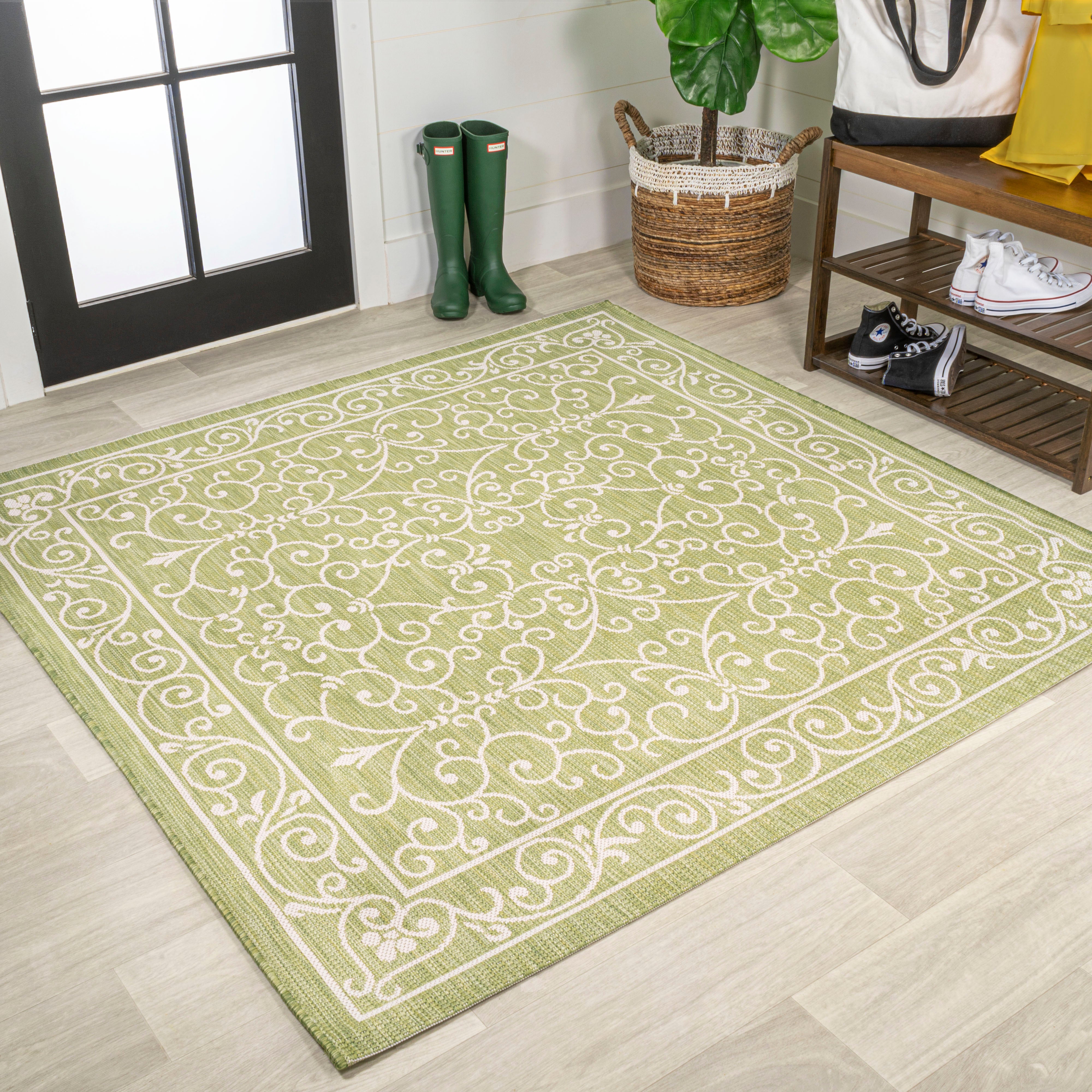 Charleston Vintage Filigree Textured Weav Indoor/Outdoor Square Area Rug