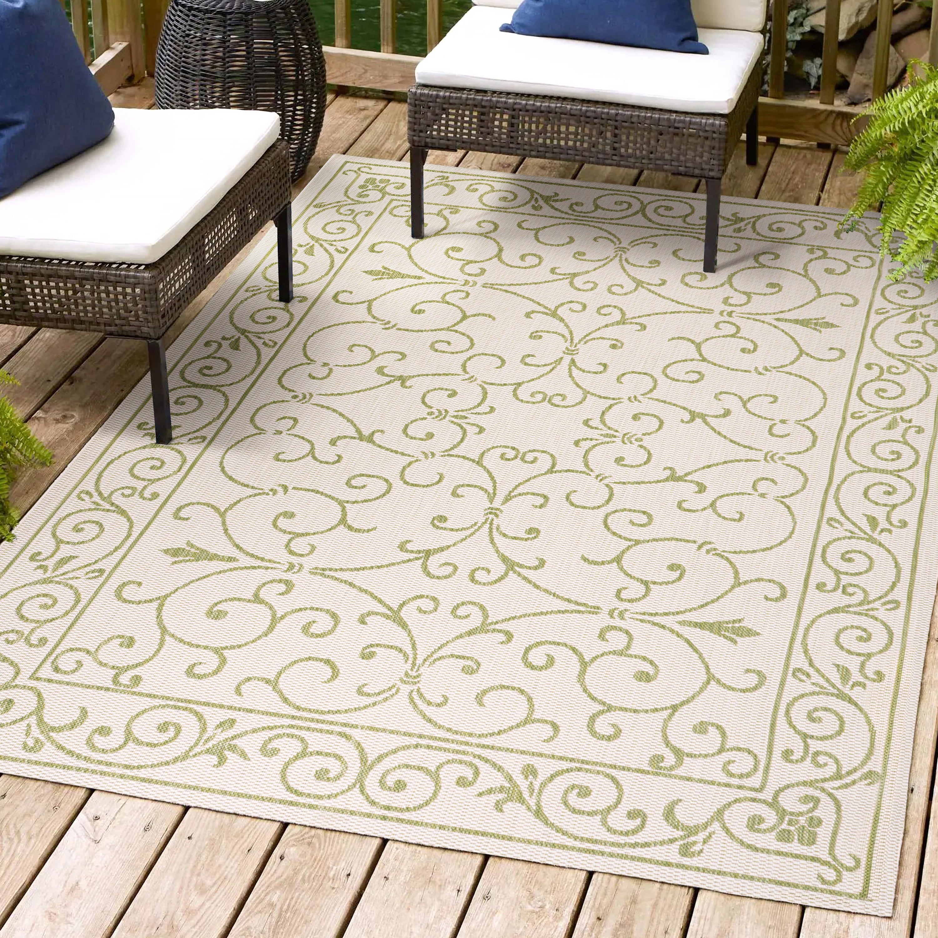 Charleston Vintage Filigree Textured Weav Indoor/Outdoor Area Rug