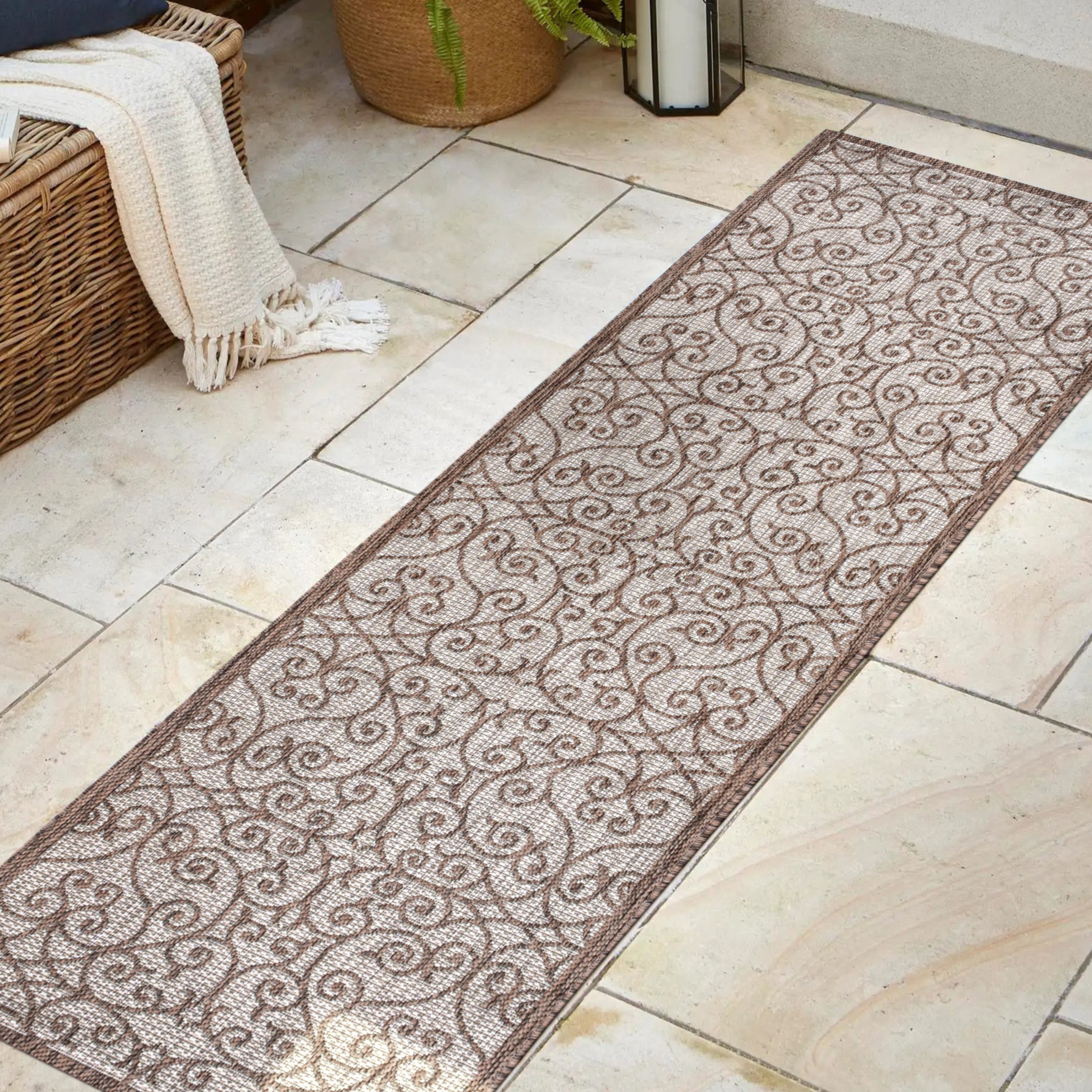 Madrid Vintage Filigree Textured Weave Indoor/Outdoor Runner Rug