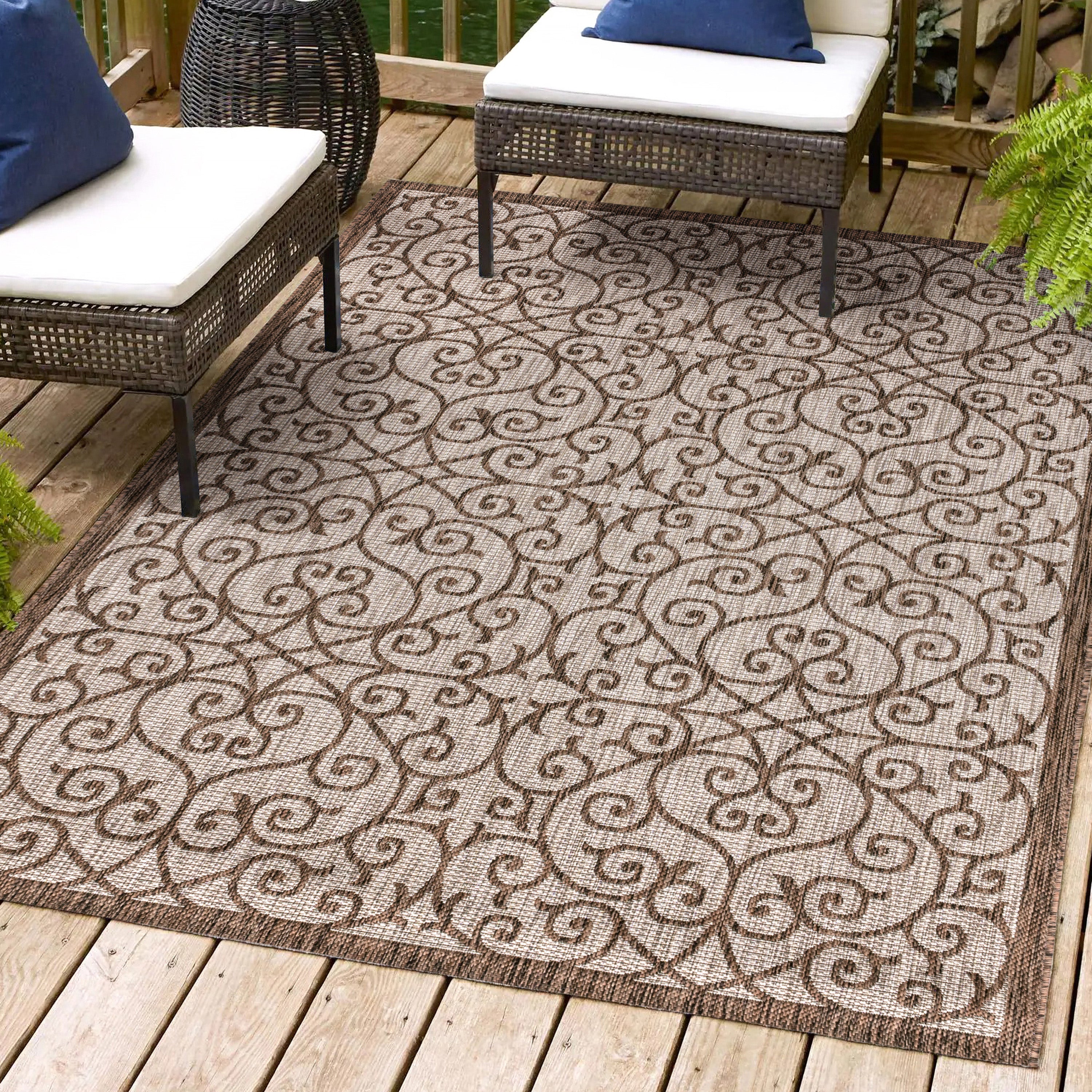 Madrid Vintage Filigree Textured Weave Indoor/Outdoor Area Rug