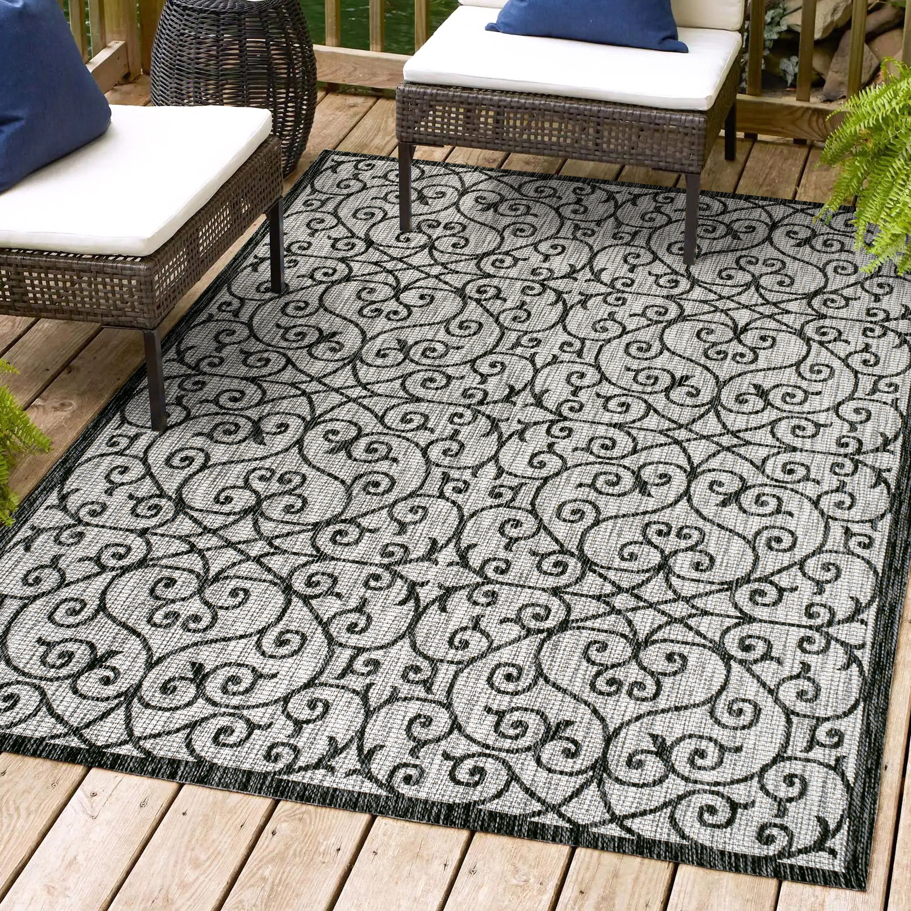 Madrid Vintage Filigree Textured Weave Indoor/Outdoor Area Rug