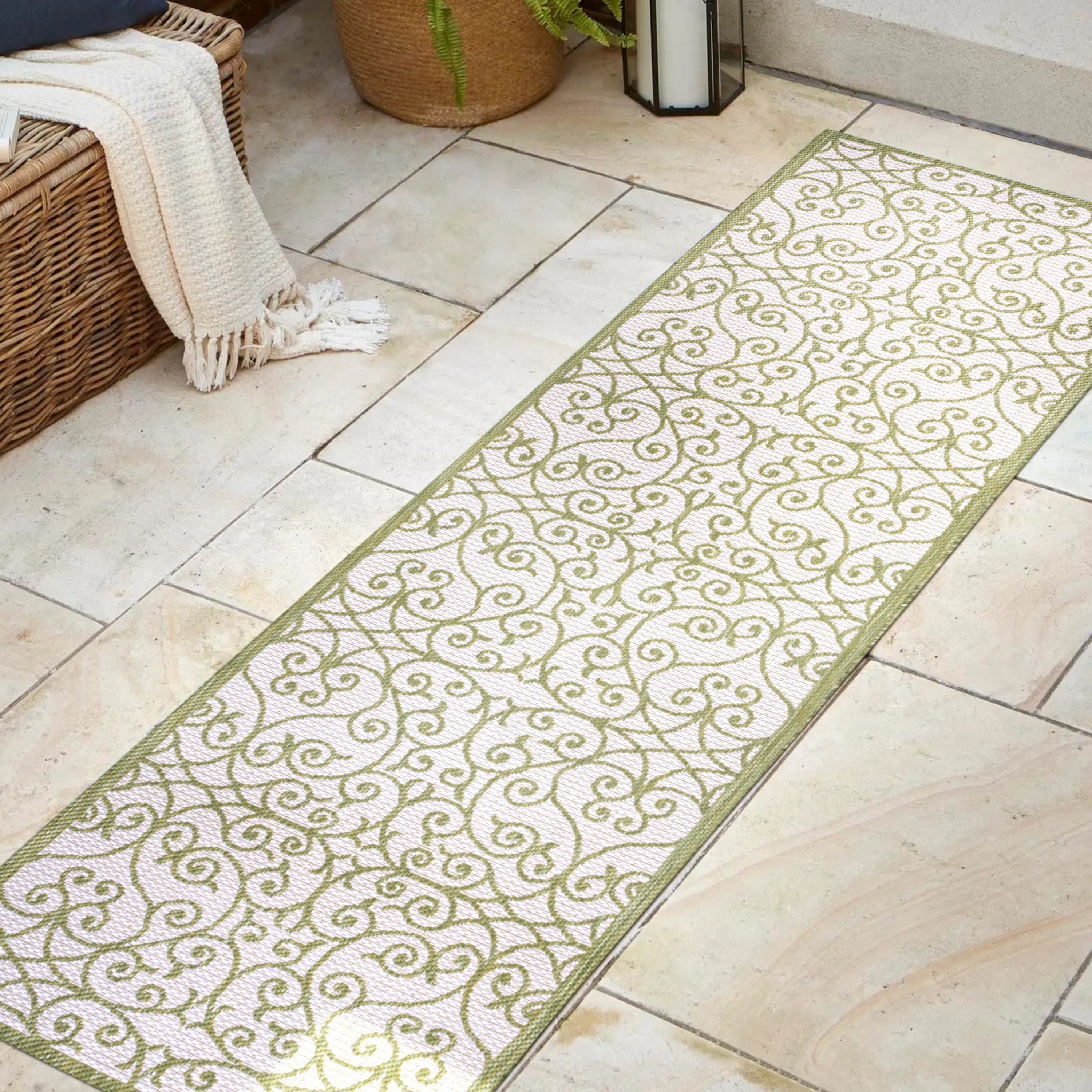 Madrid Vintage Filigree Textured Weave Indoor/Outdoor Runner Rug