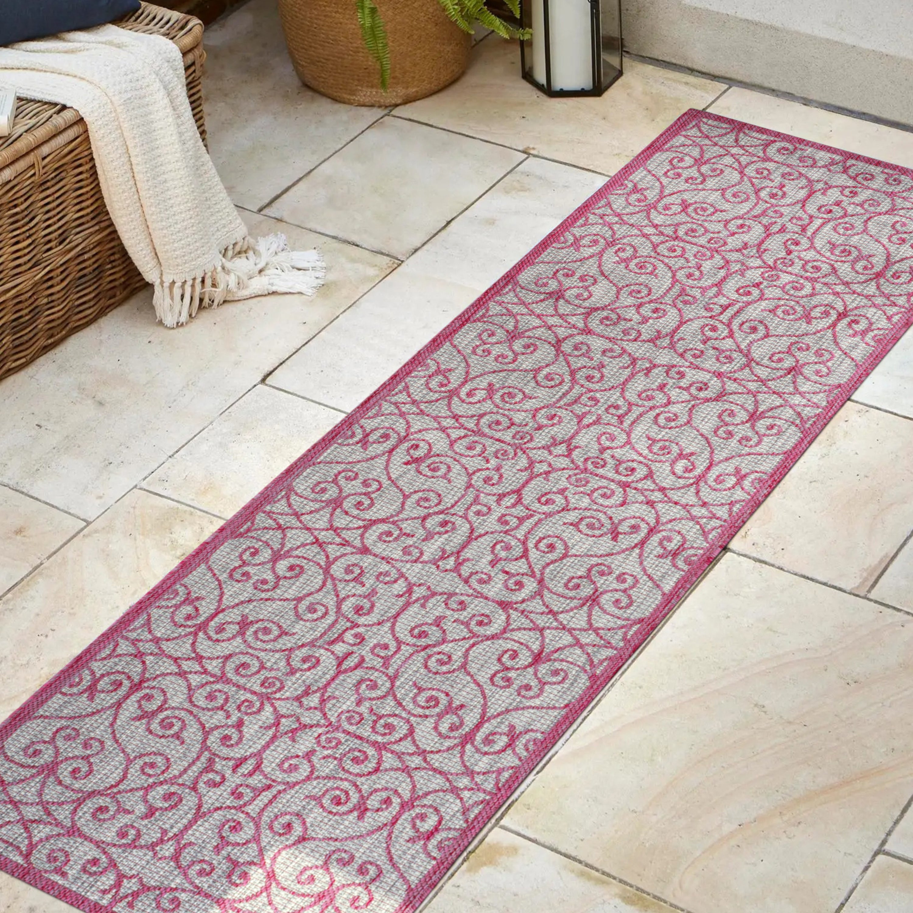 Madrid Vintage Filigree Textured Weave Indoor/Outdoor Runner Rug