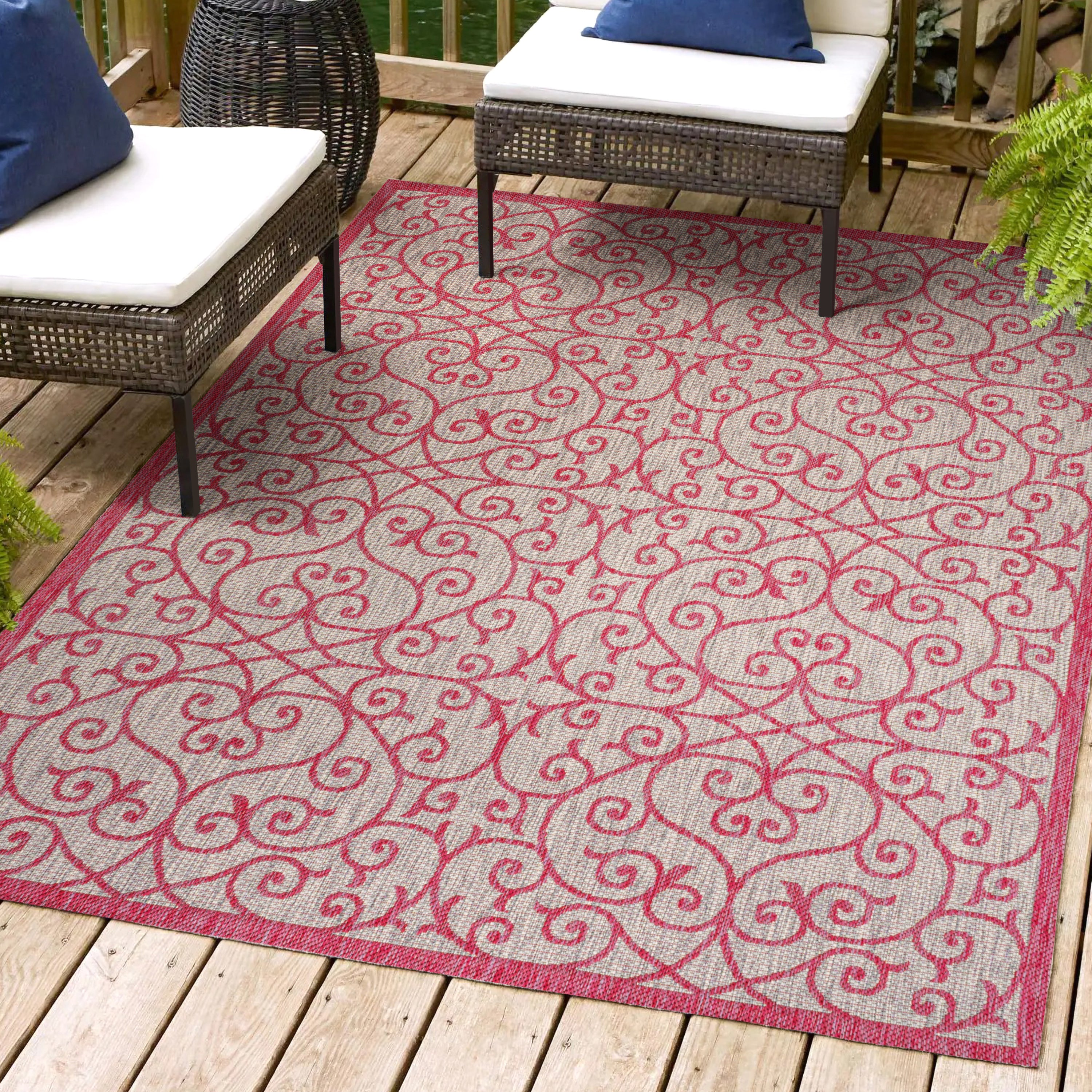 Madrid Vintage Filigree Textured Weave Indoor/Outdoor Area Rug