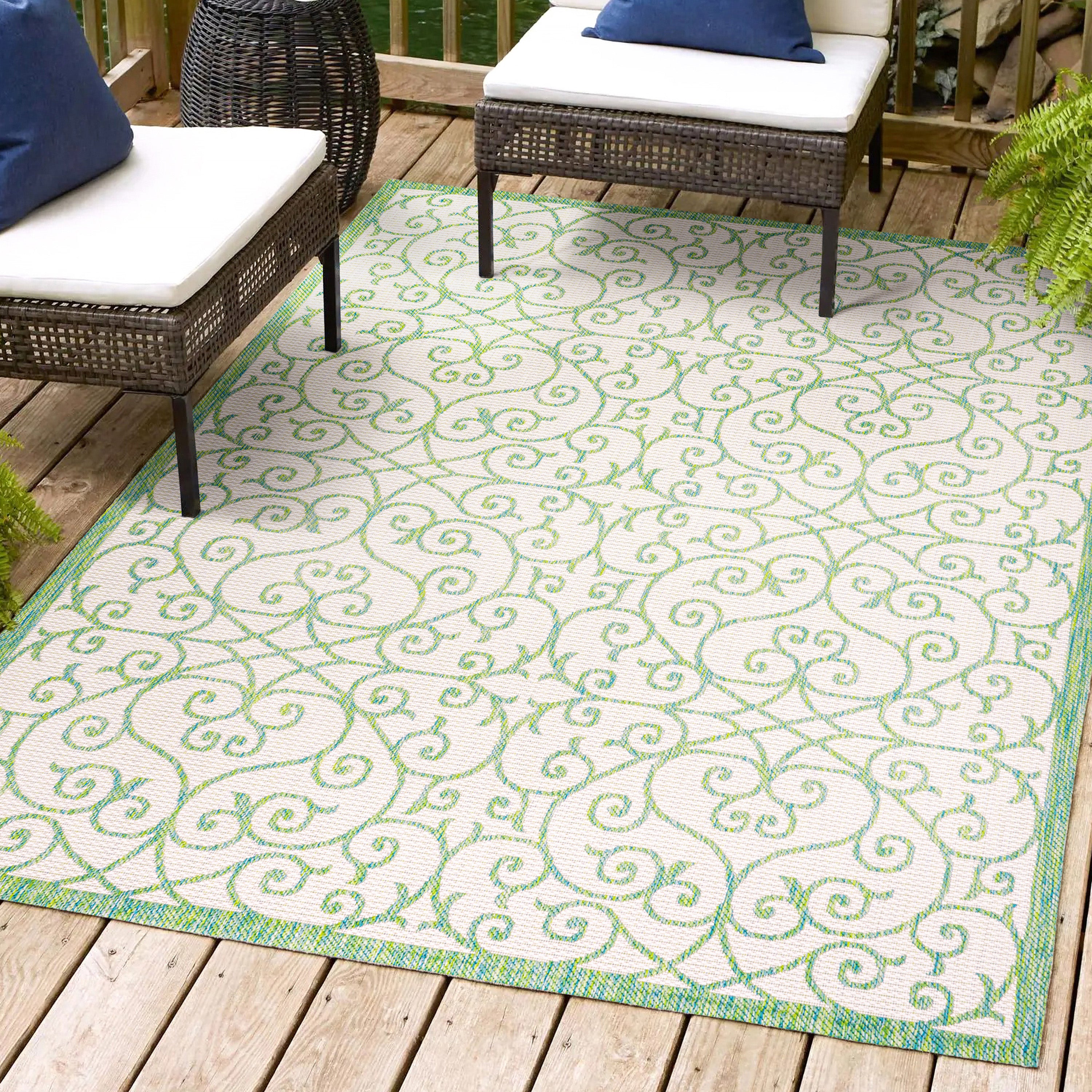 Madrid Vintage Filigree Textured Weave Indoor/Outdoor Area Rug