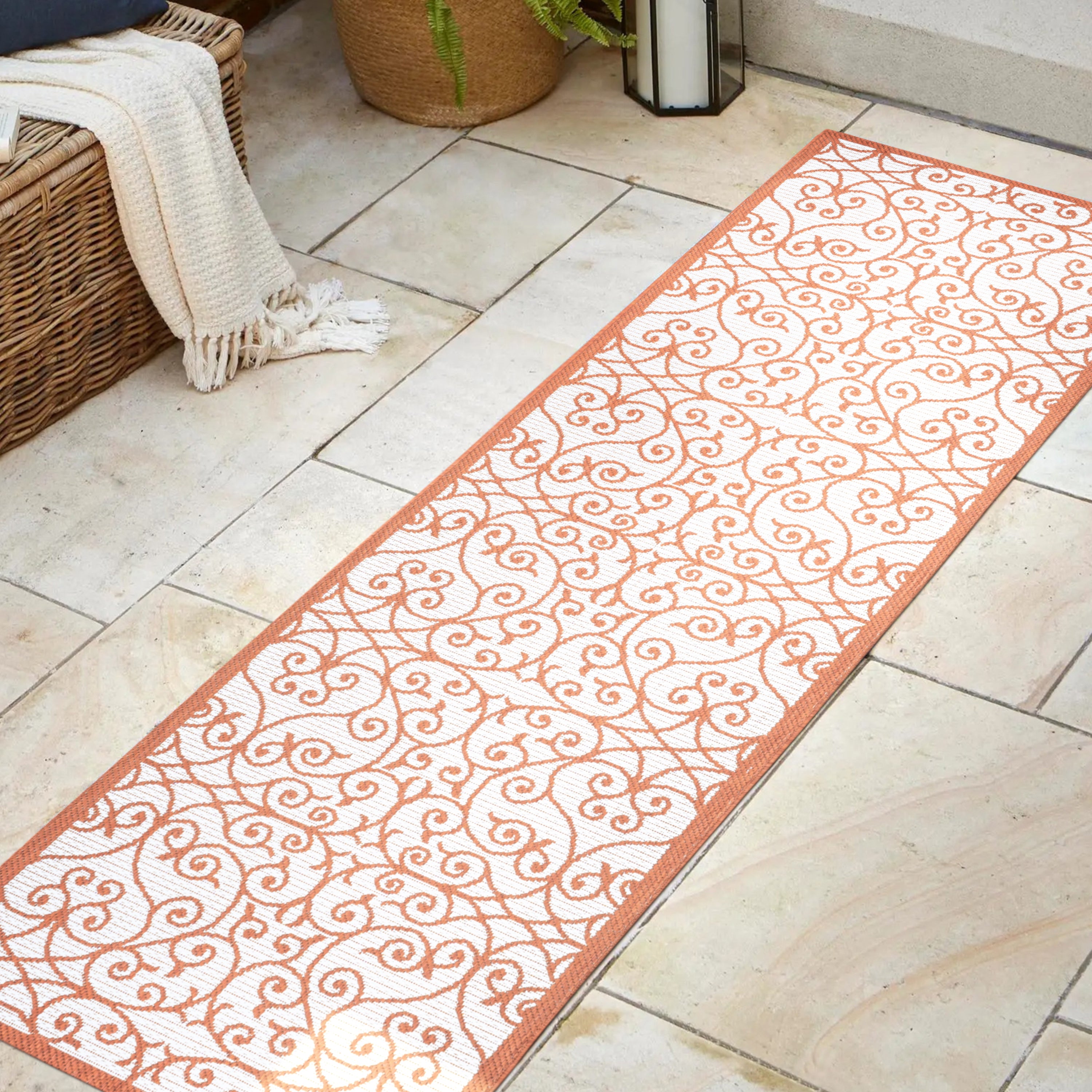 Madrid Vintage Filigree Textured Weave Indoor/Outdoor Runner Rug