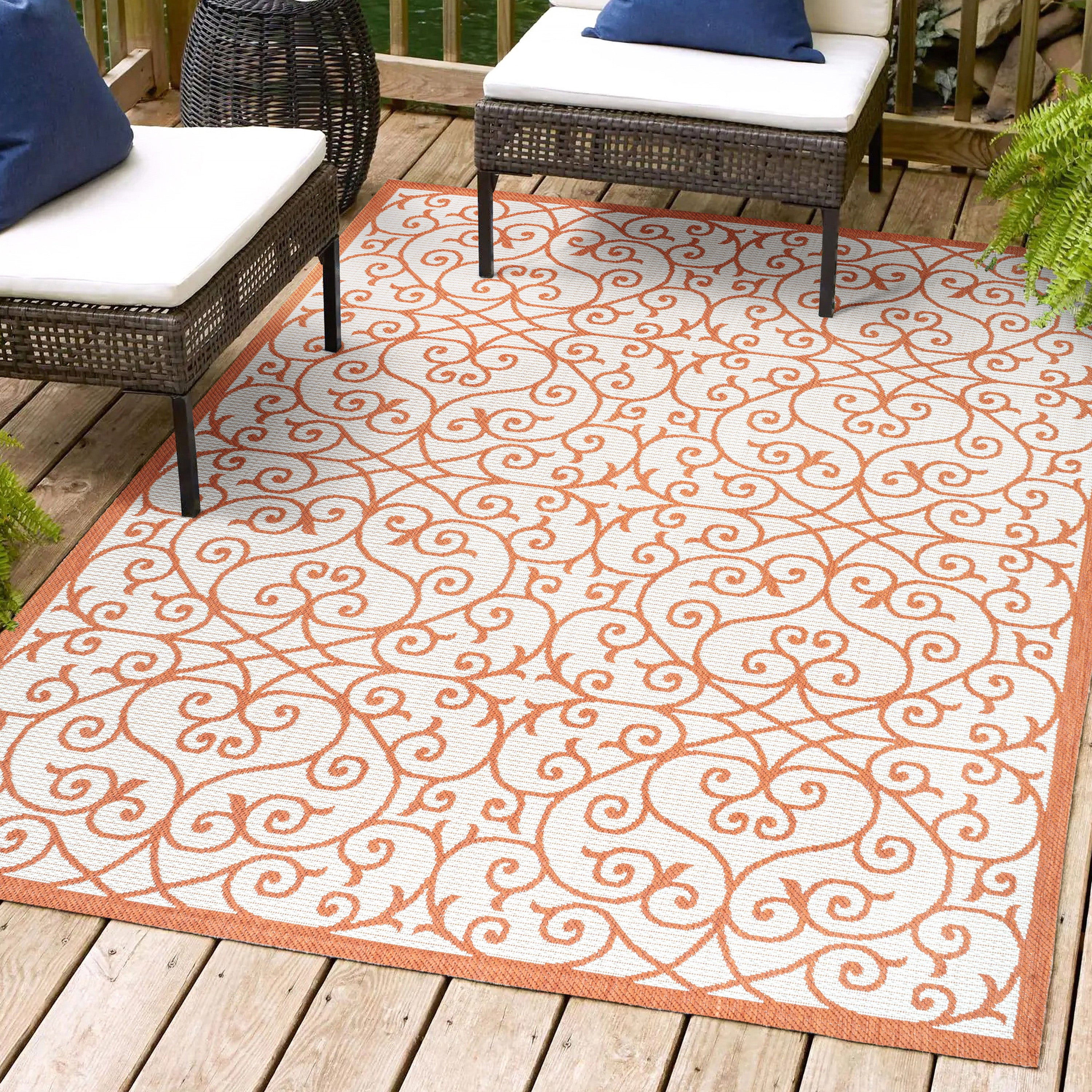 Madrid Vintage Filigree Textured Weave Indoor/Outdoor Area Rug