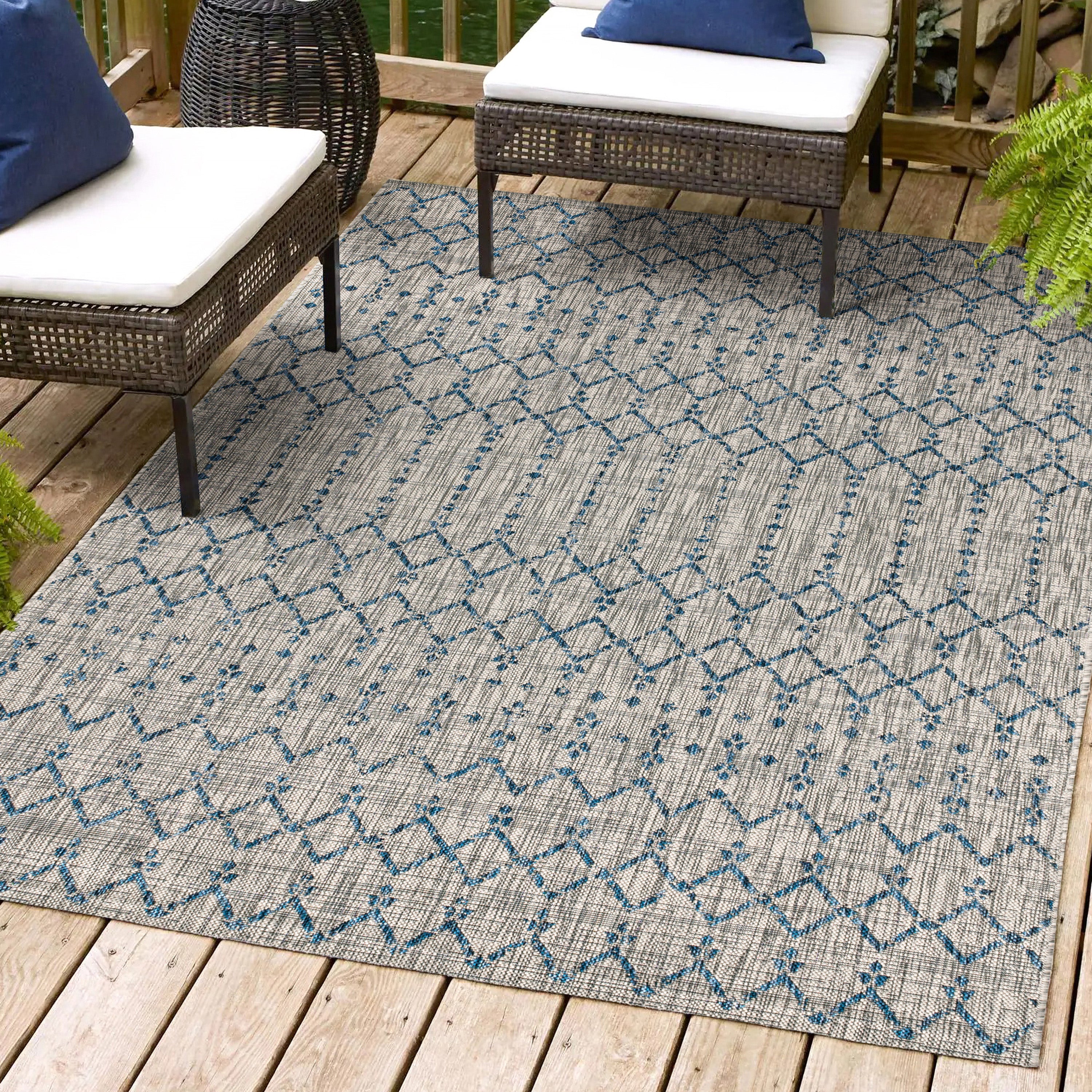 Ourika Moroccan Geometric Weave Indoor/Outdoor Area Rug