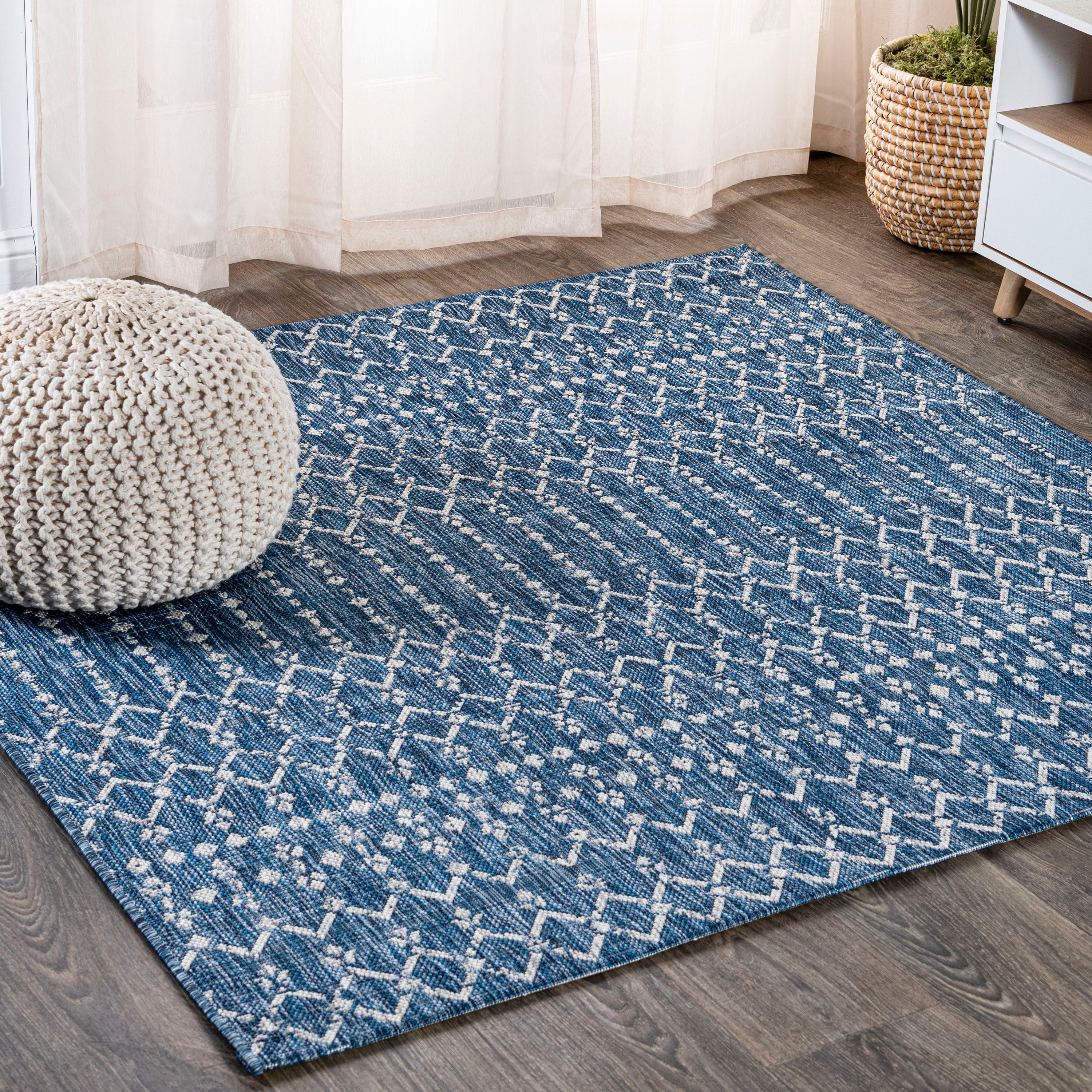 Ourika Moroccan Geometric Textured Indoor/Outdoor Square Area Rug