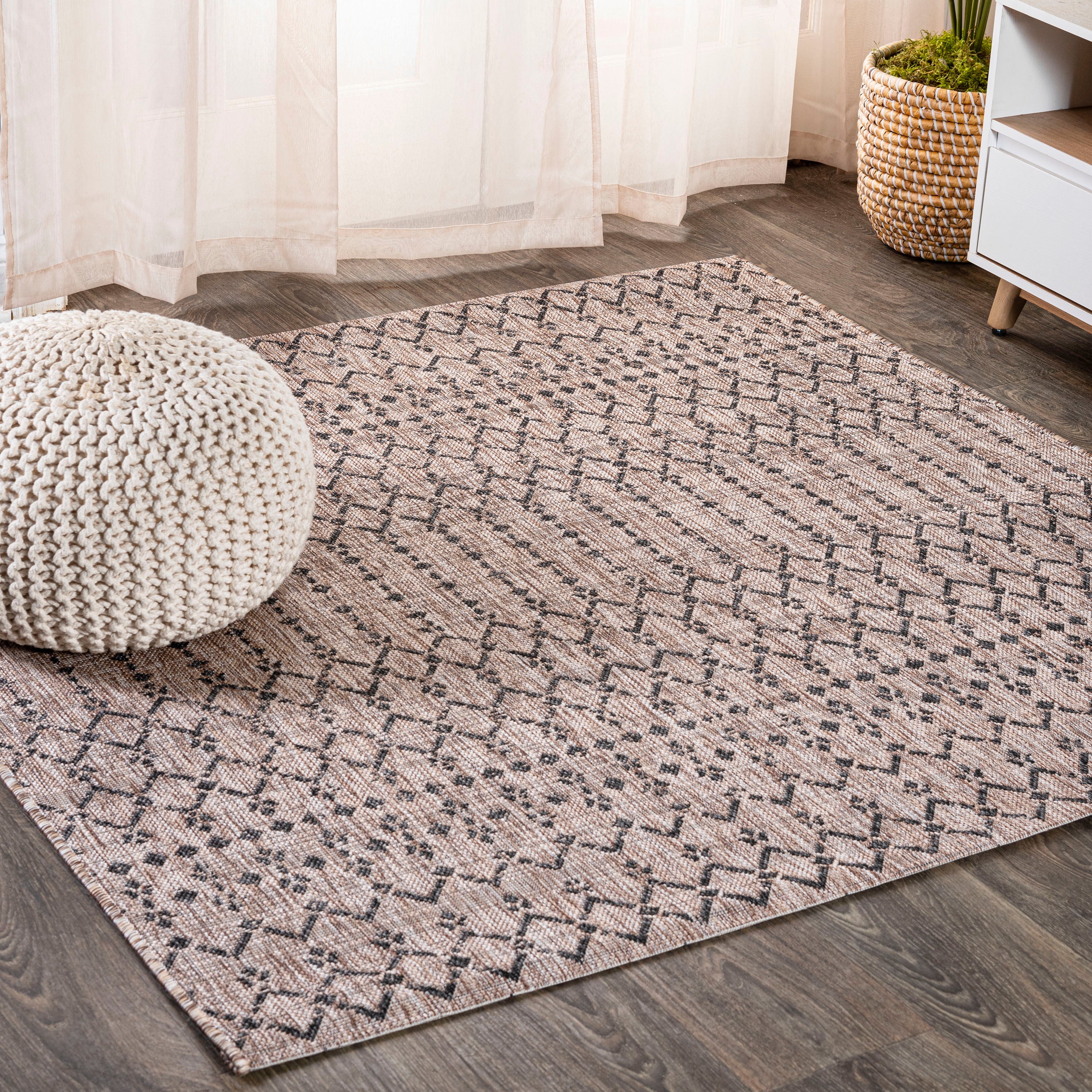 Ourika Moroccan Geometric Textured Indoor/Outdoor Square Area Rug