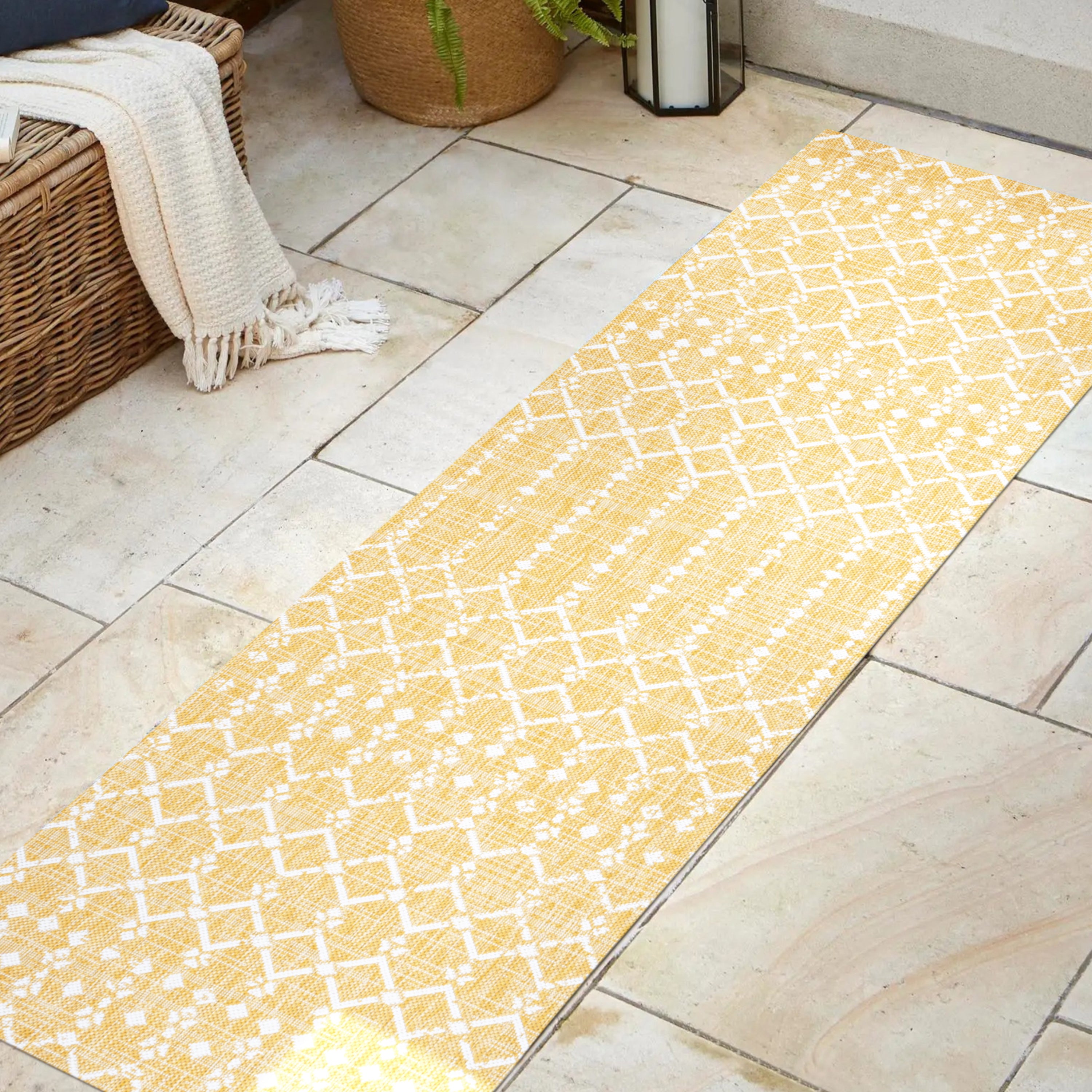 Ourika Moroccan Geometric Textured Weave Indoor/Outdoor Runner Rug