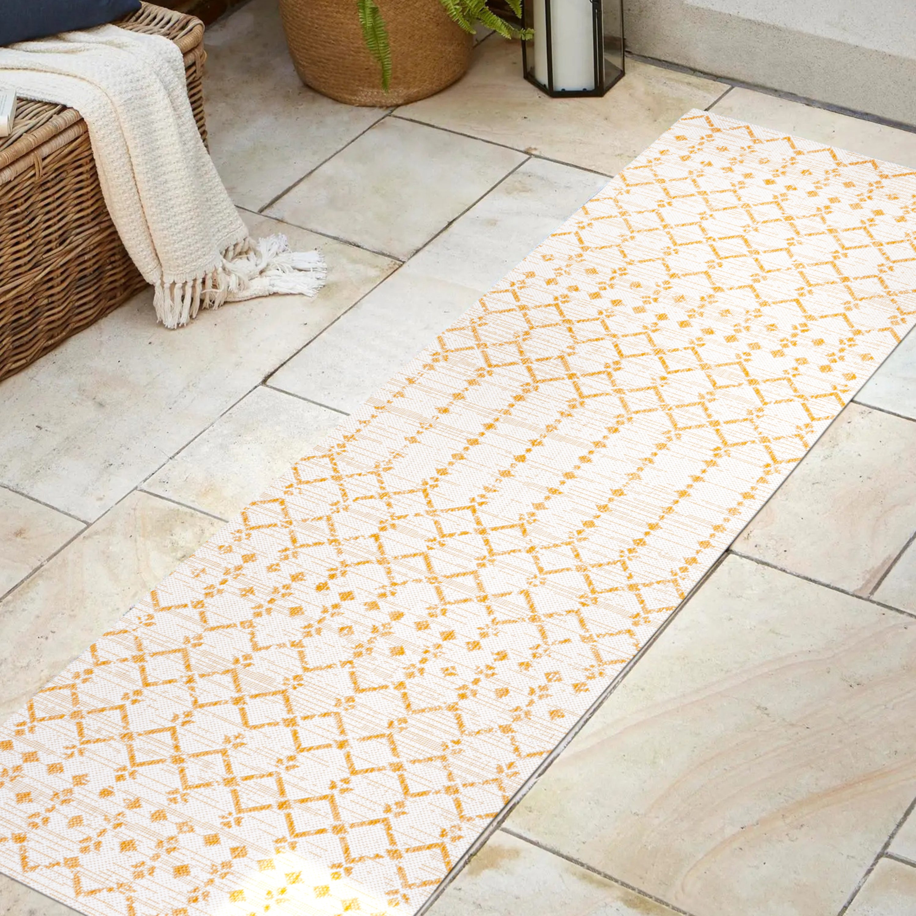 Ourika Moroccan Geometric Textured Weave Indoor/Outdoor Runner Rug