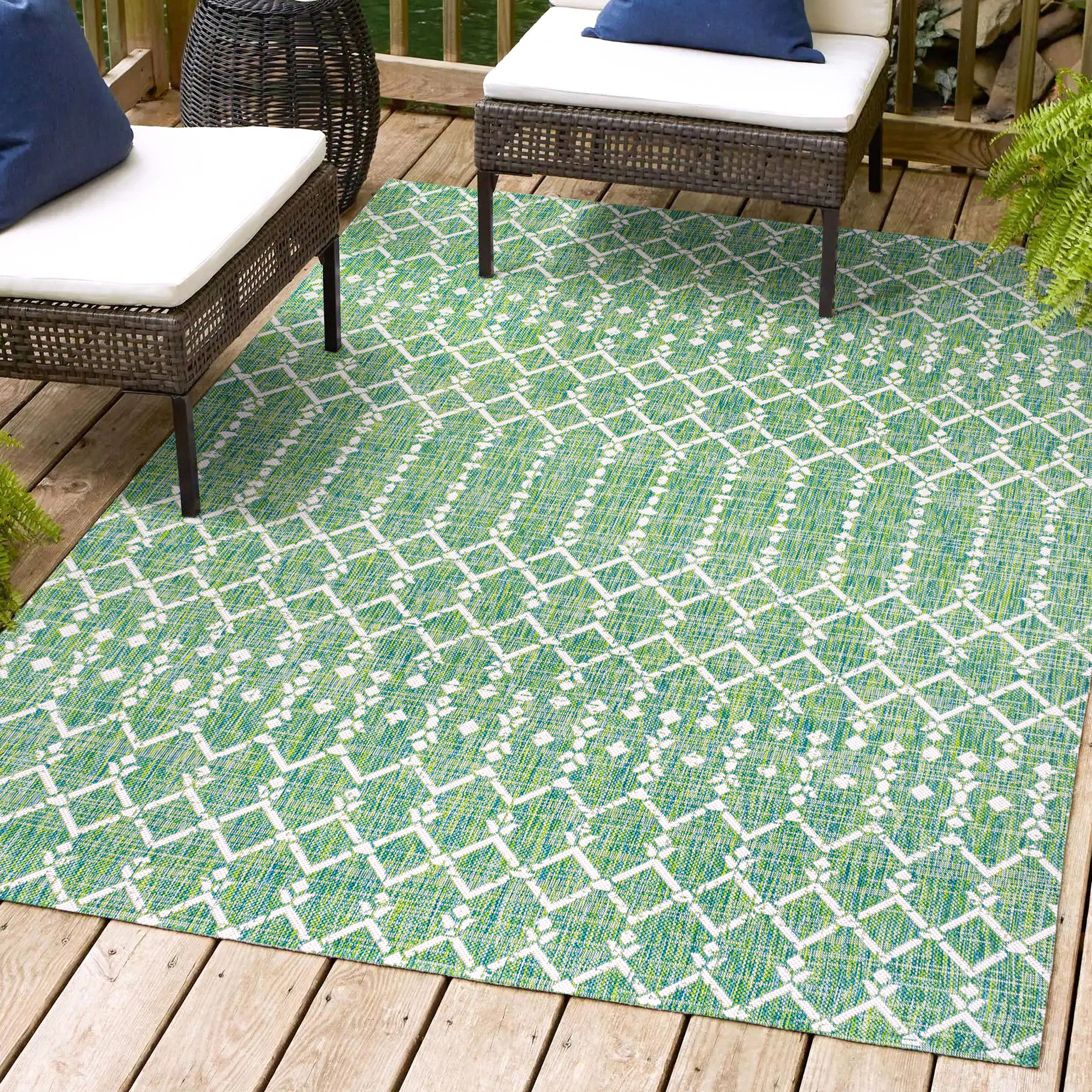 Ourika Moroccan Geometric Textured Weave Indoor/Outdoor Area Rug