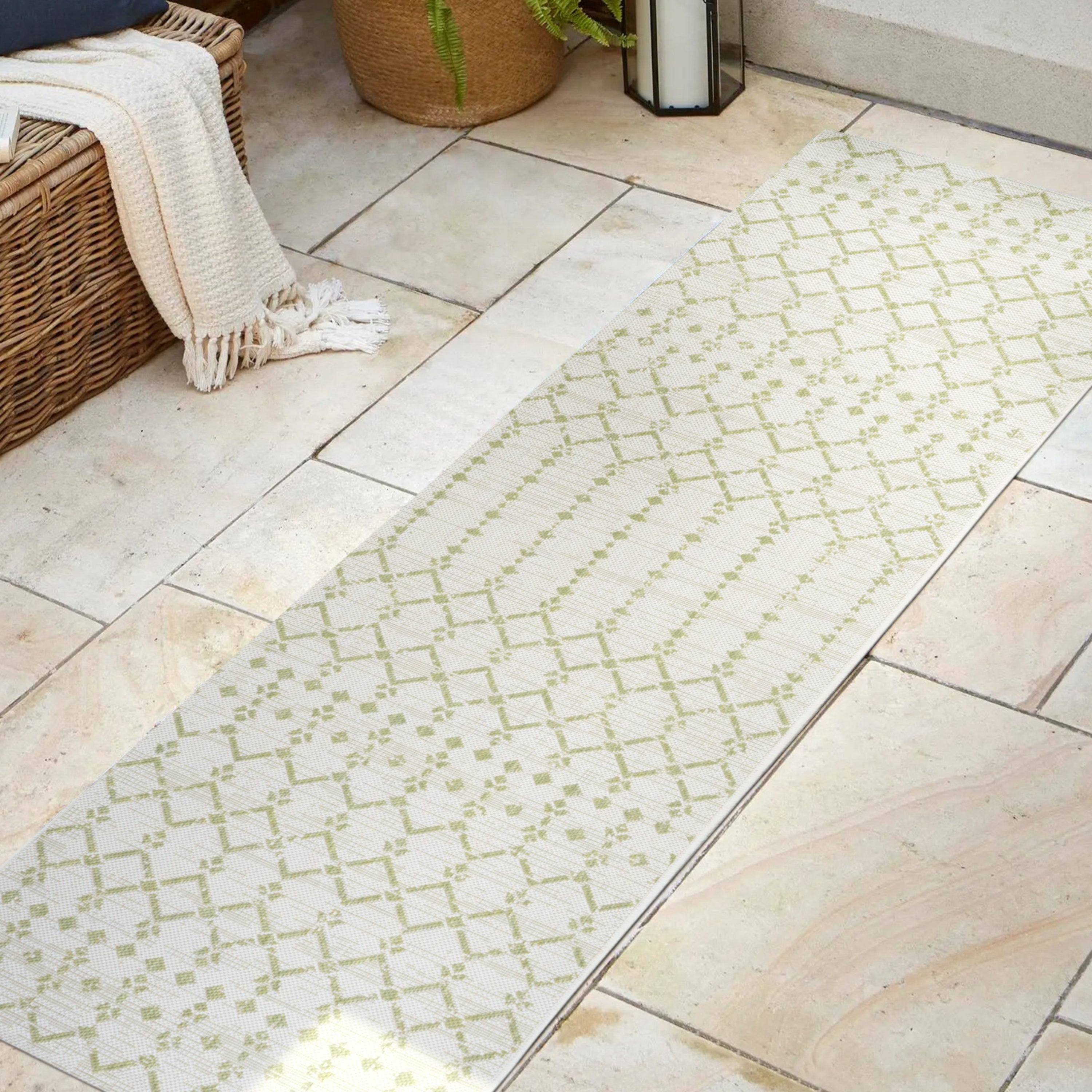 Ourika Moroccan Geometric Textured Weave Indoor/Outdoor Runner Rug