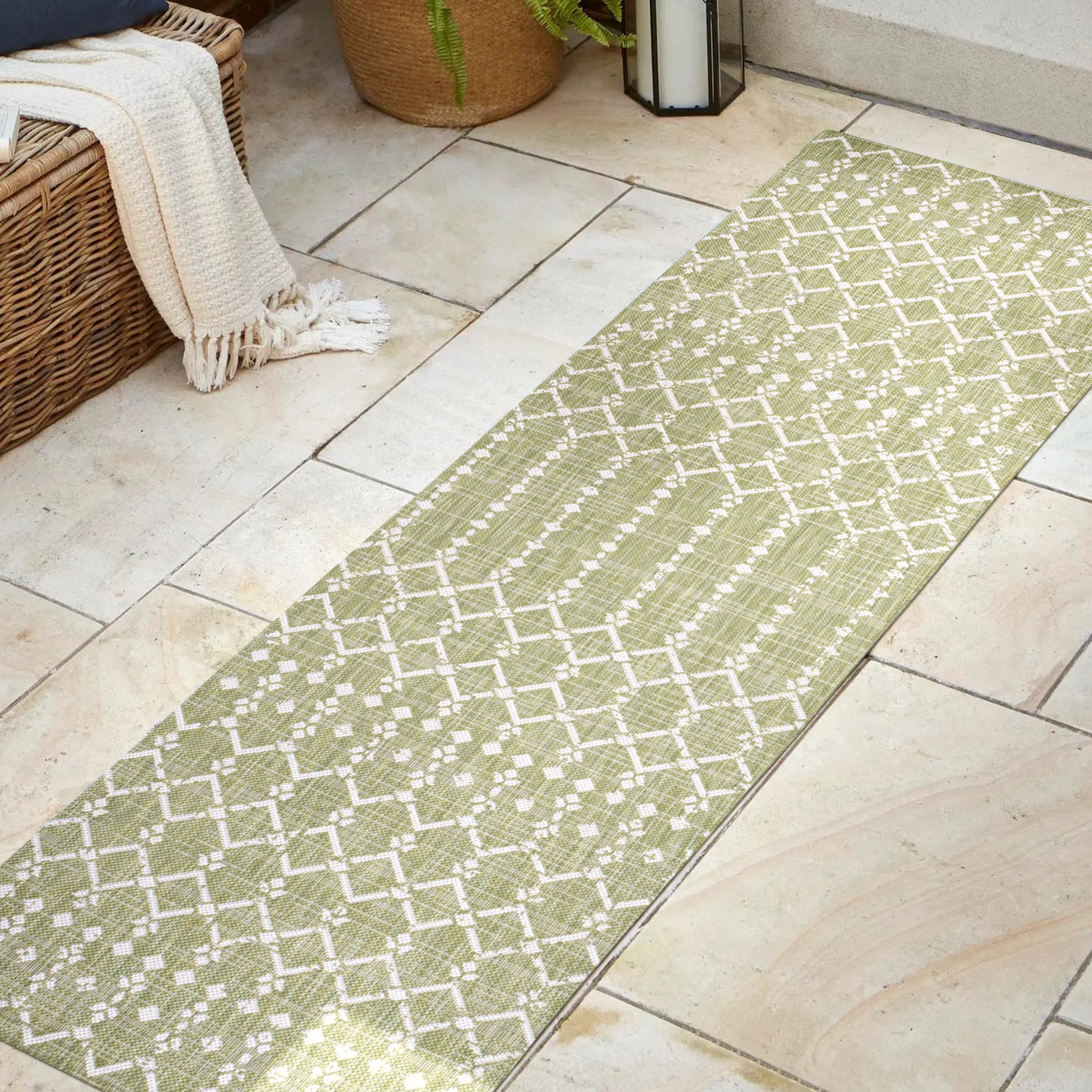 Ourika Moroccan Geometric Textured Weave Indoor/Outdoor Runner Rug