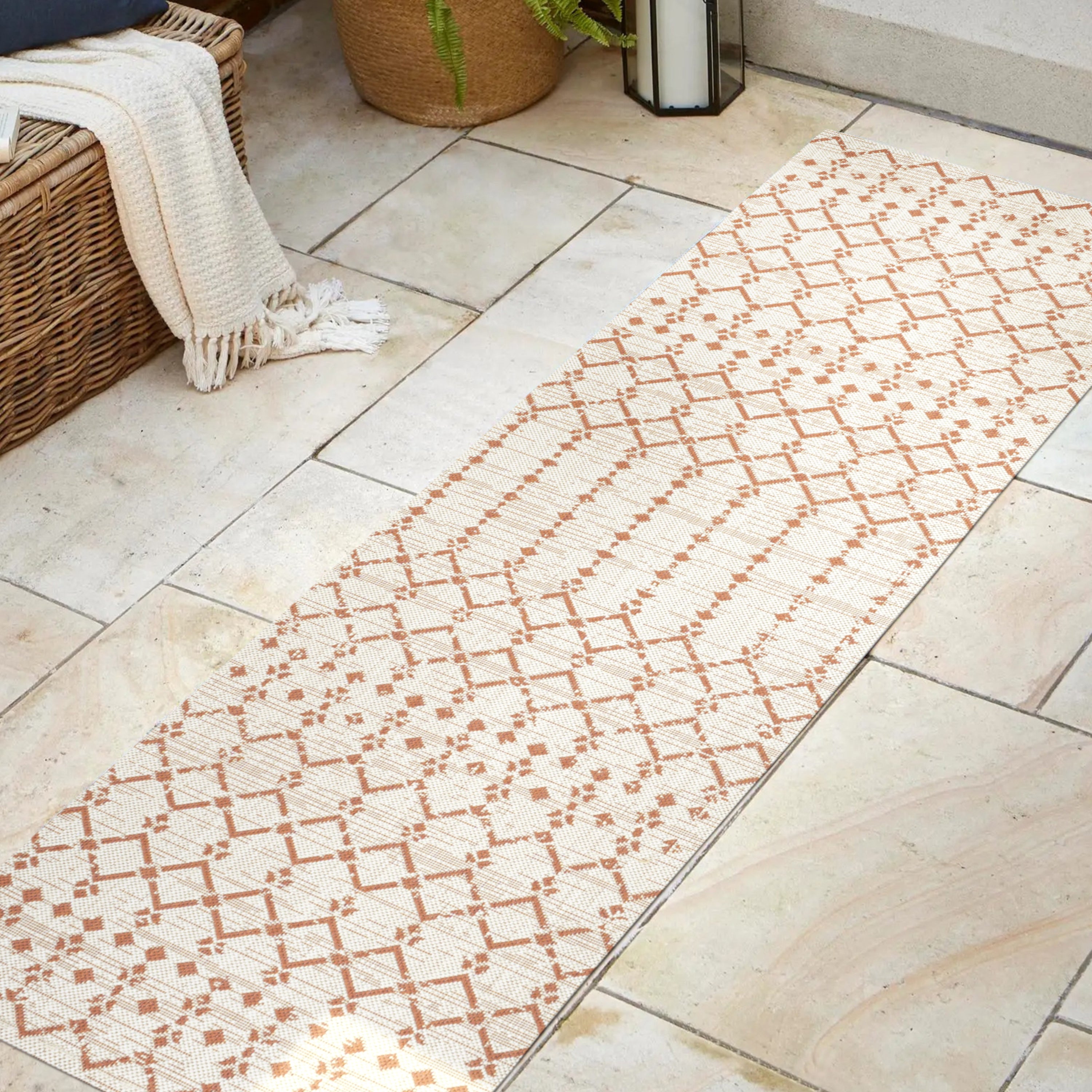 Ourika Moroccan Geometric Textured Weave Indoor/Outdoor Runner Rug