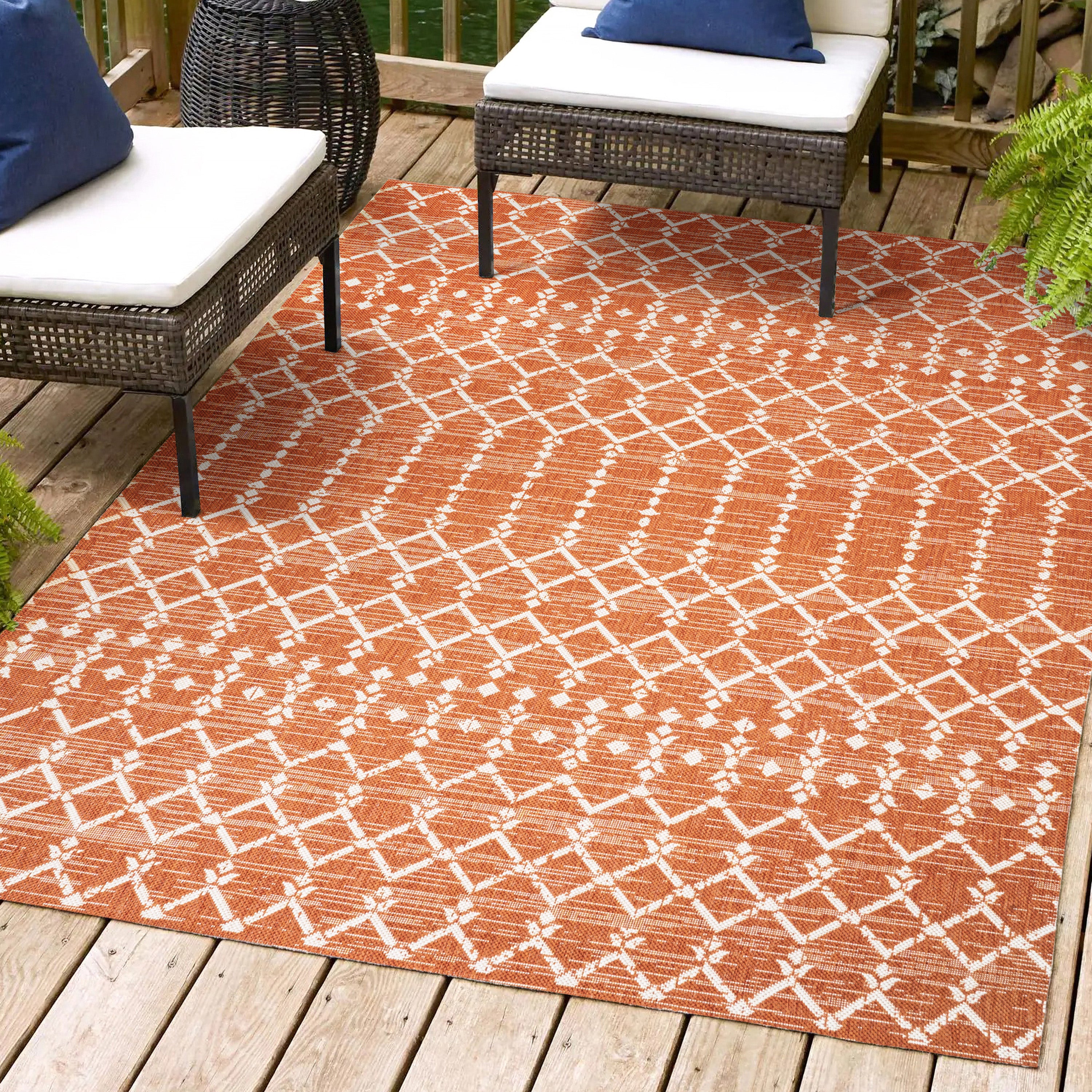 Ourika Moroccan Geometric Textured Weave Indoor/Outdoor Area Rug