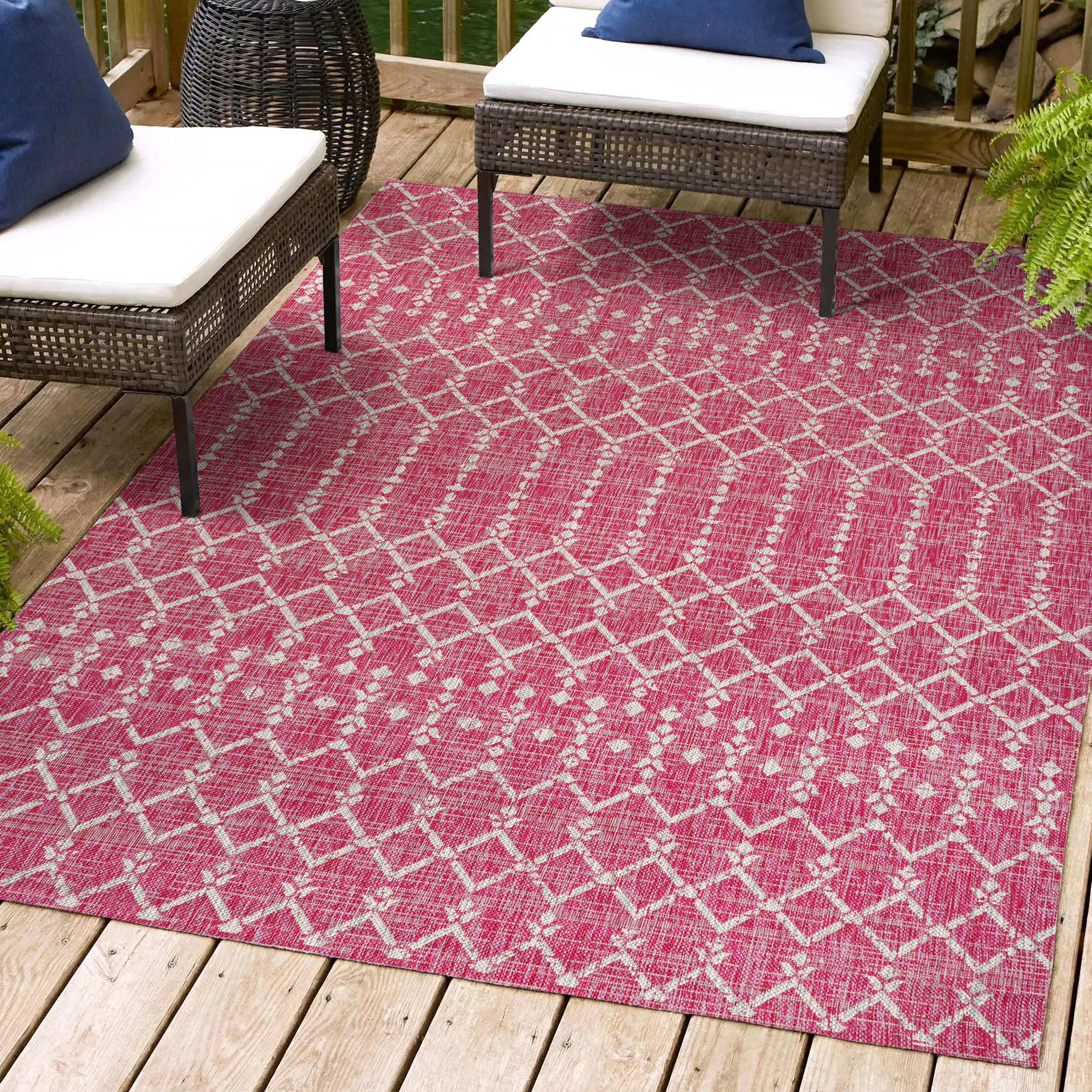 Ourika Moroccan Geometric Textured Weave Indoor/Outdoor Area Rug