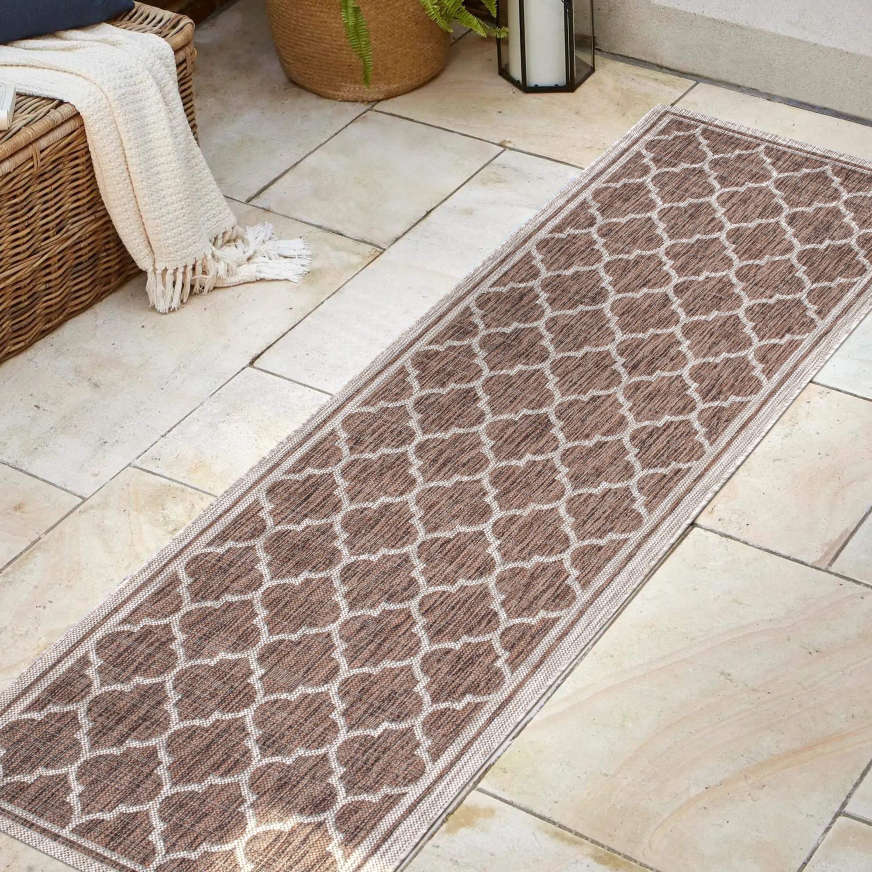 Trebol Moroccan Trellis Textured Weave Indoor/Outdoor Runner Rug