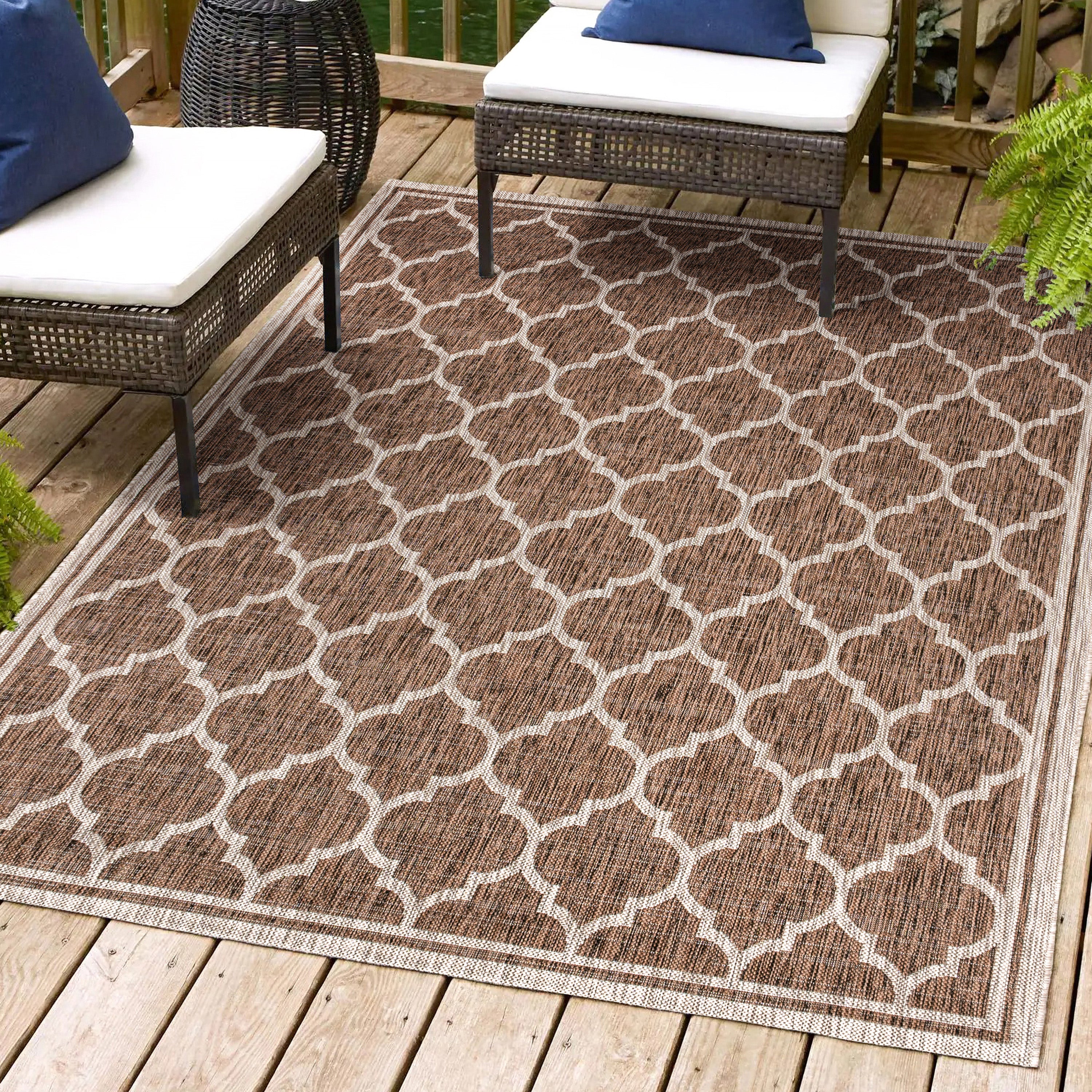 Trebol Moroccan Trellis Textured Weave Indoor/Outdoor Area Rug