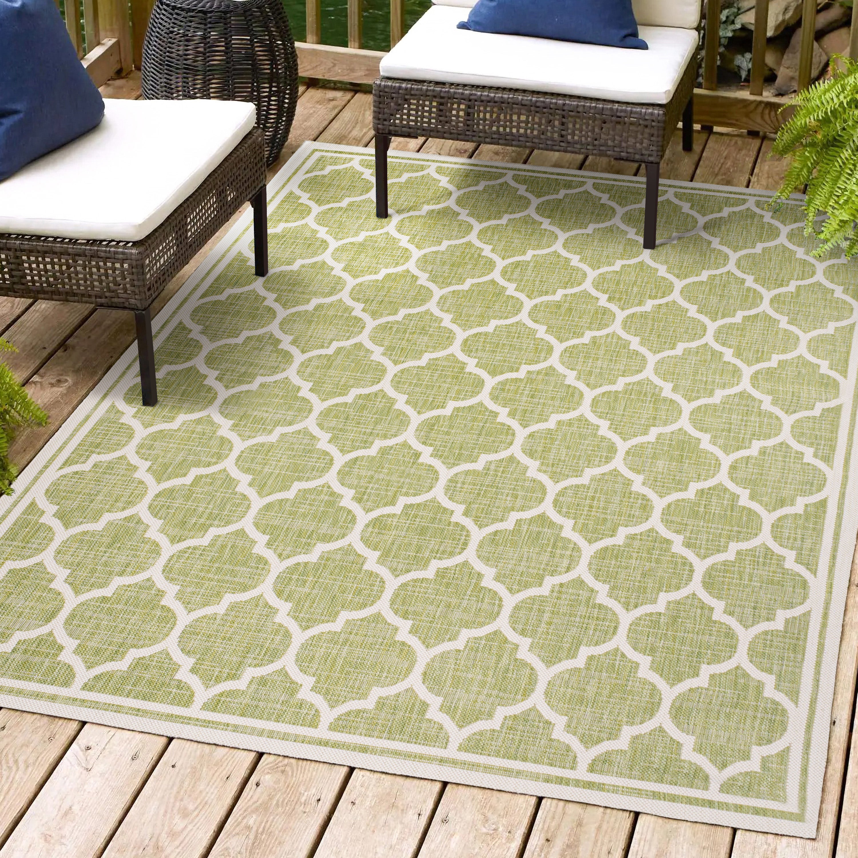 Trebol Moroccan Trellis Textured Weave Indoor/Outdoor Area Rug