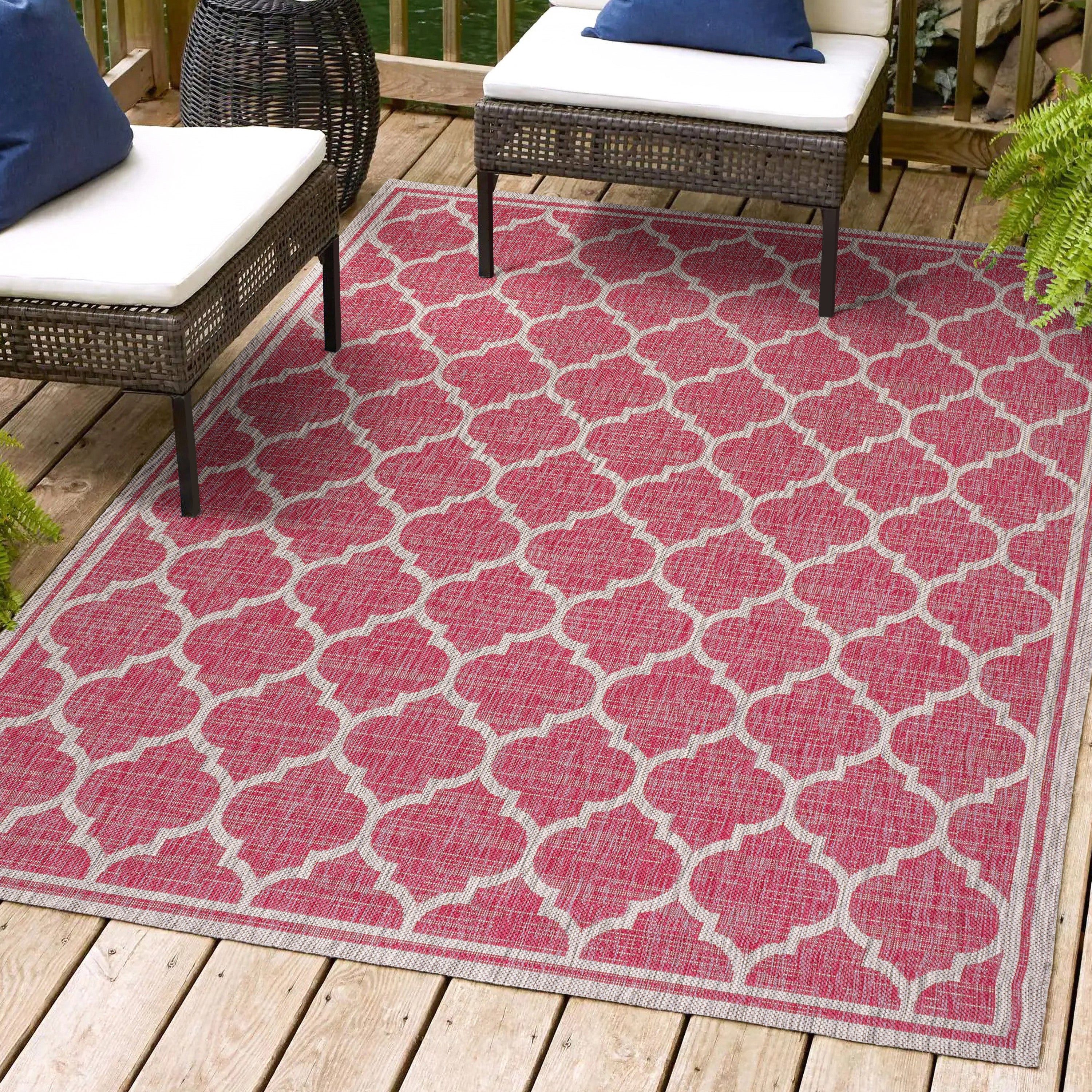 Trebol Moroccan Trellis Textured Weave Indoor/Outdoor Area Rug