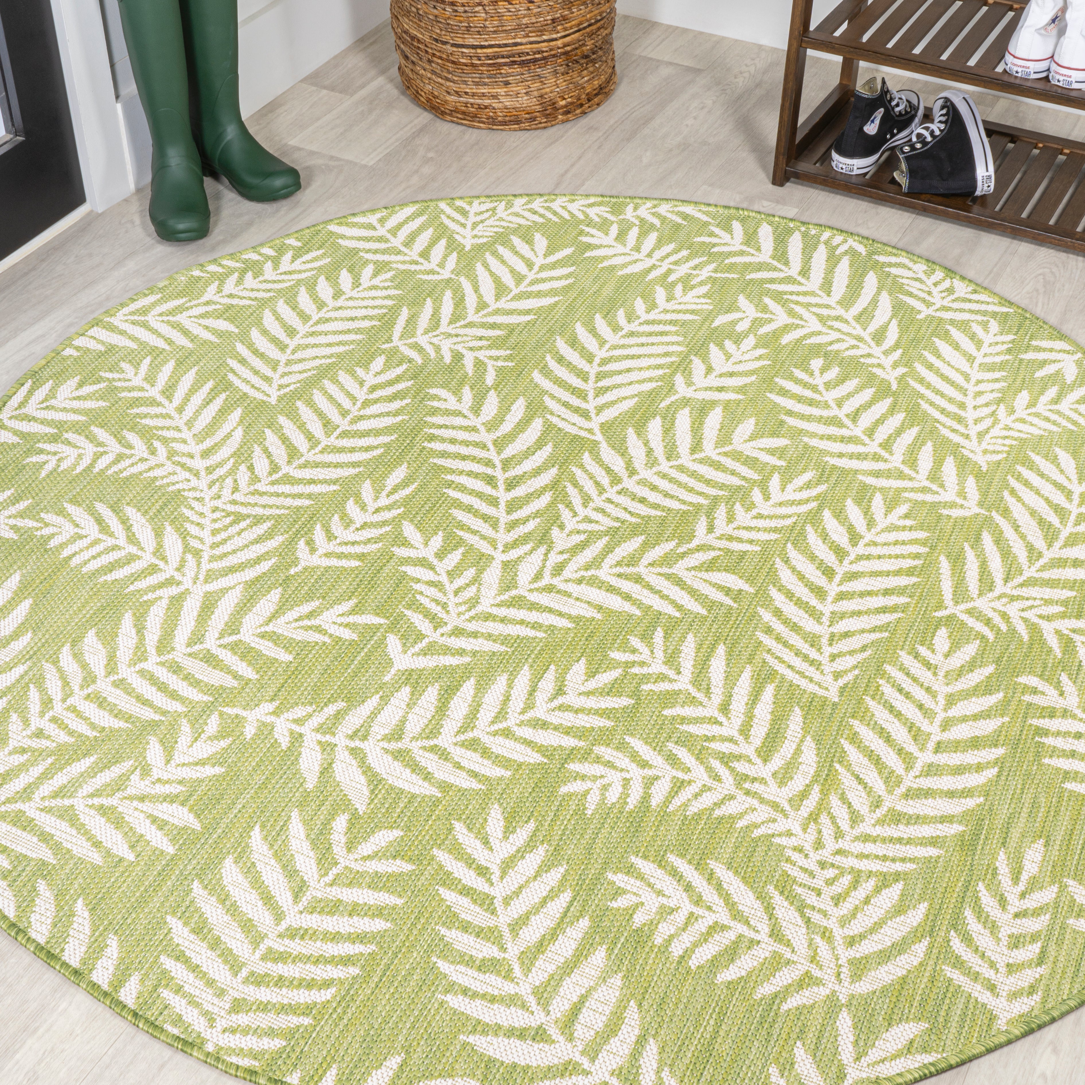 Nevis Palm Frond Indoor/Outdoor Round Area Rug