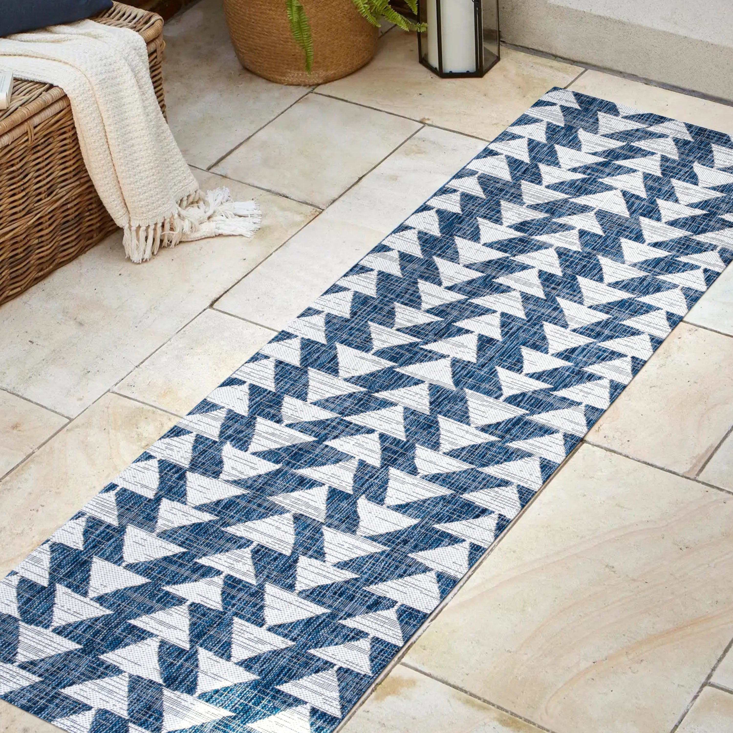 Andratx Modern Tribal Geometric Indoor/Outdoor Runner Rug