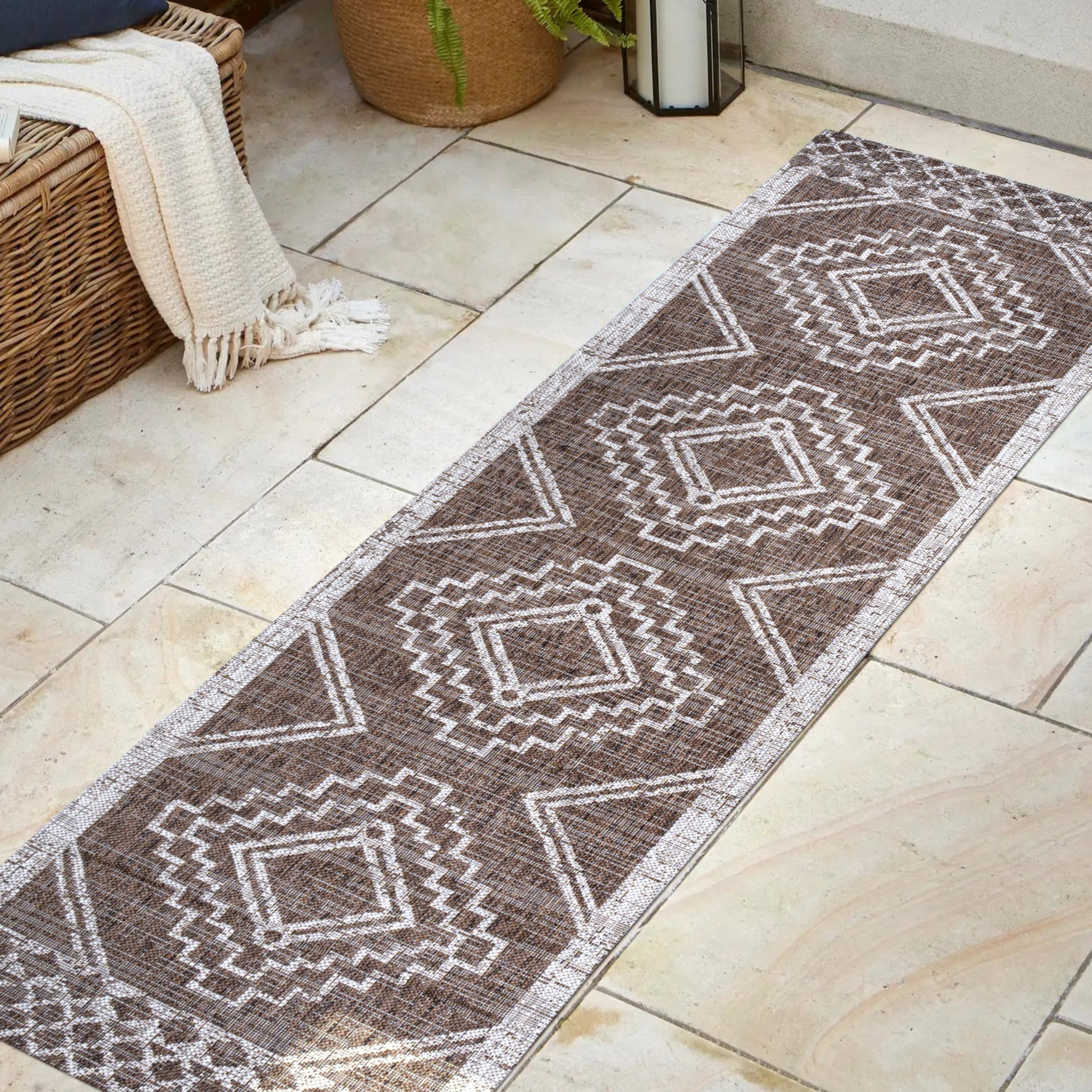 Marokko Diamond Tribal Medallion Indoor/Outdoor Runner Rug