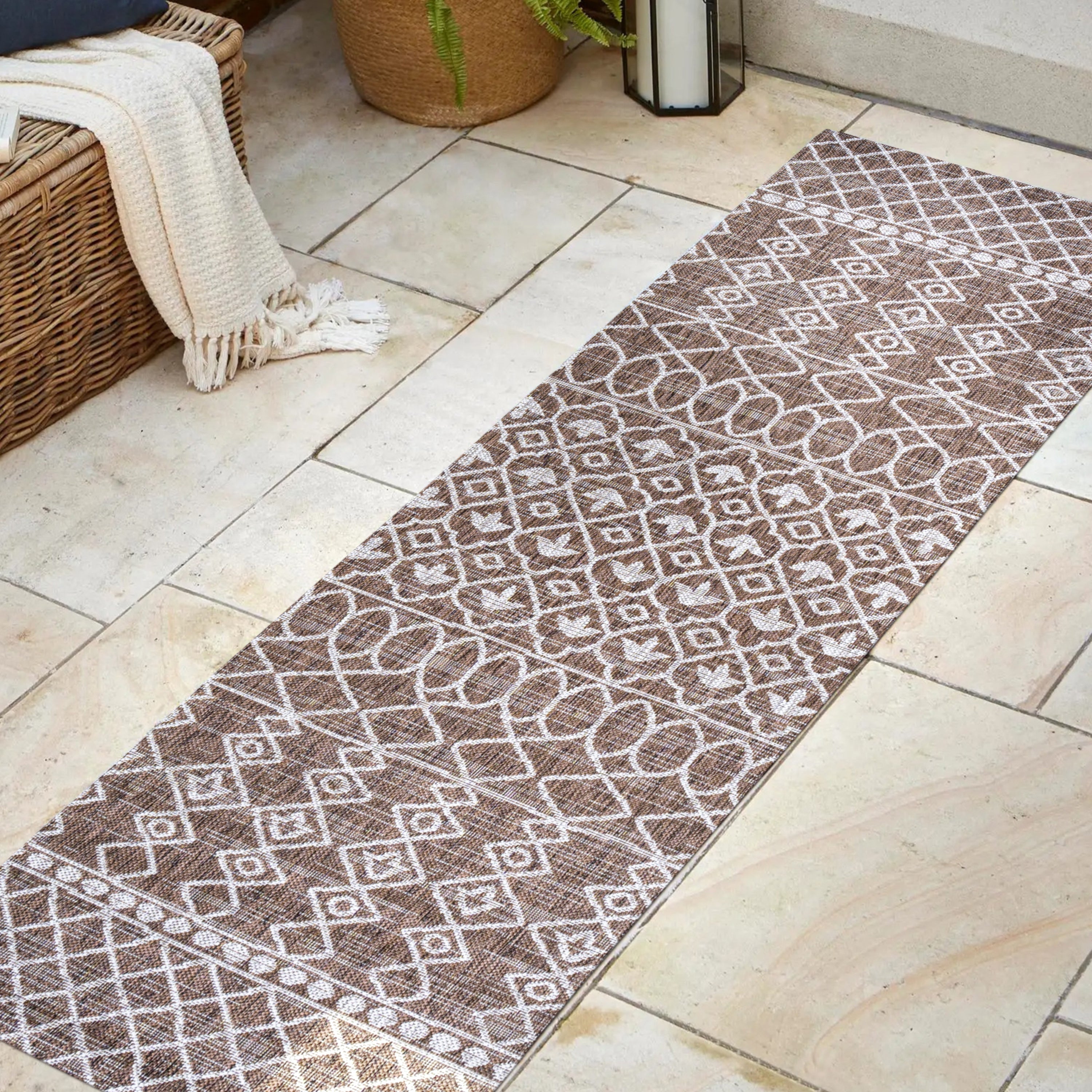 Kafel Tribal Bohemian Indoor/Outdoor Runner Rug