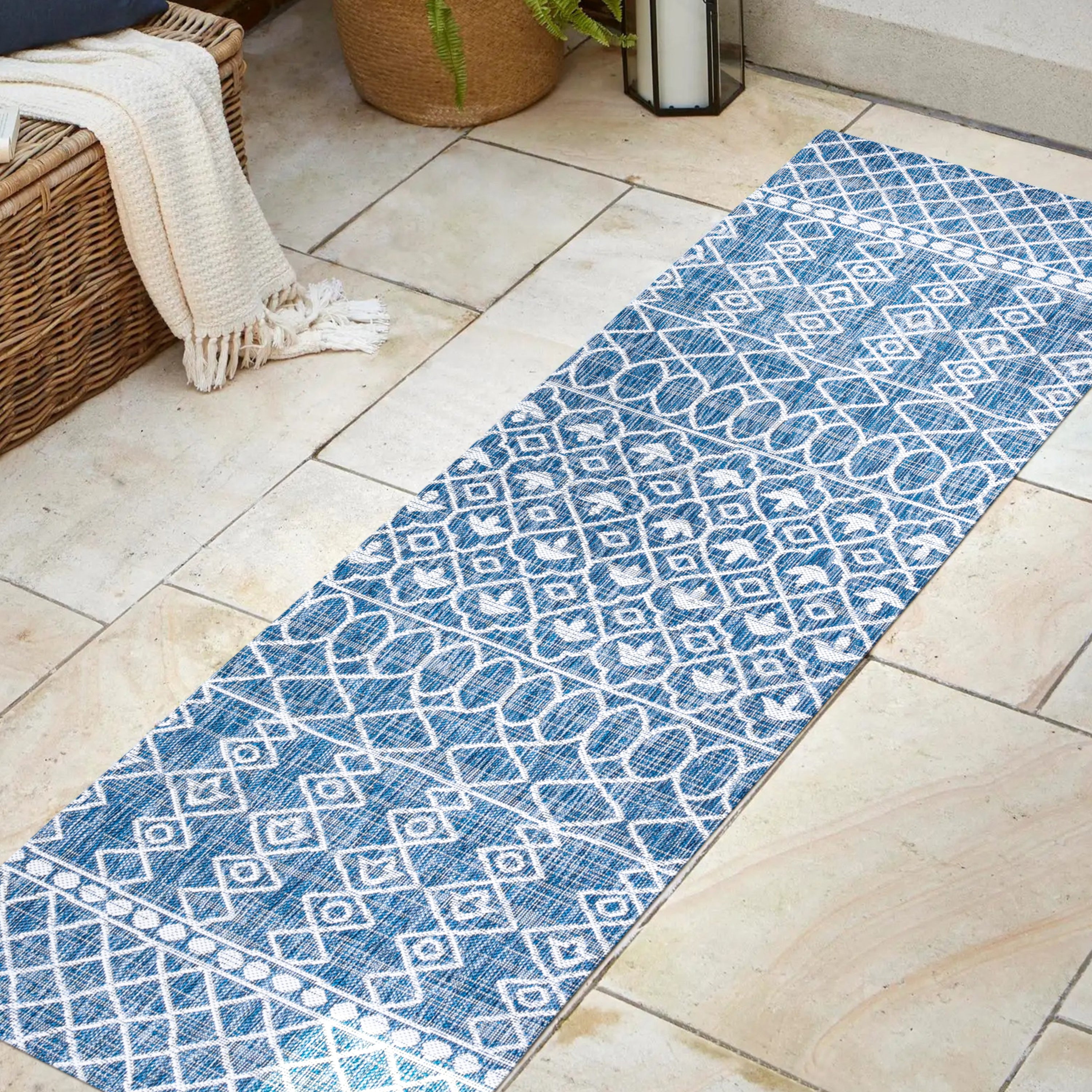 Kafel Tribal Bohemian Indoor/Outdoor Runner Rug