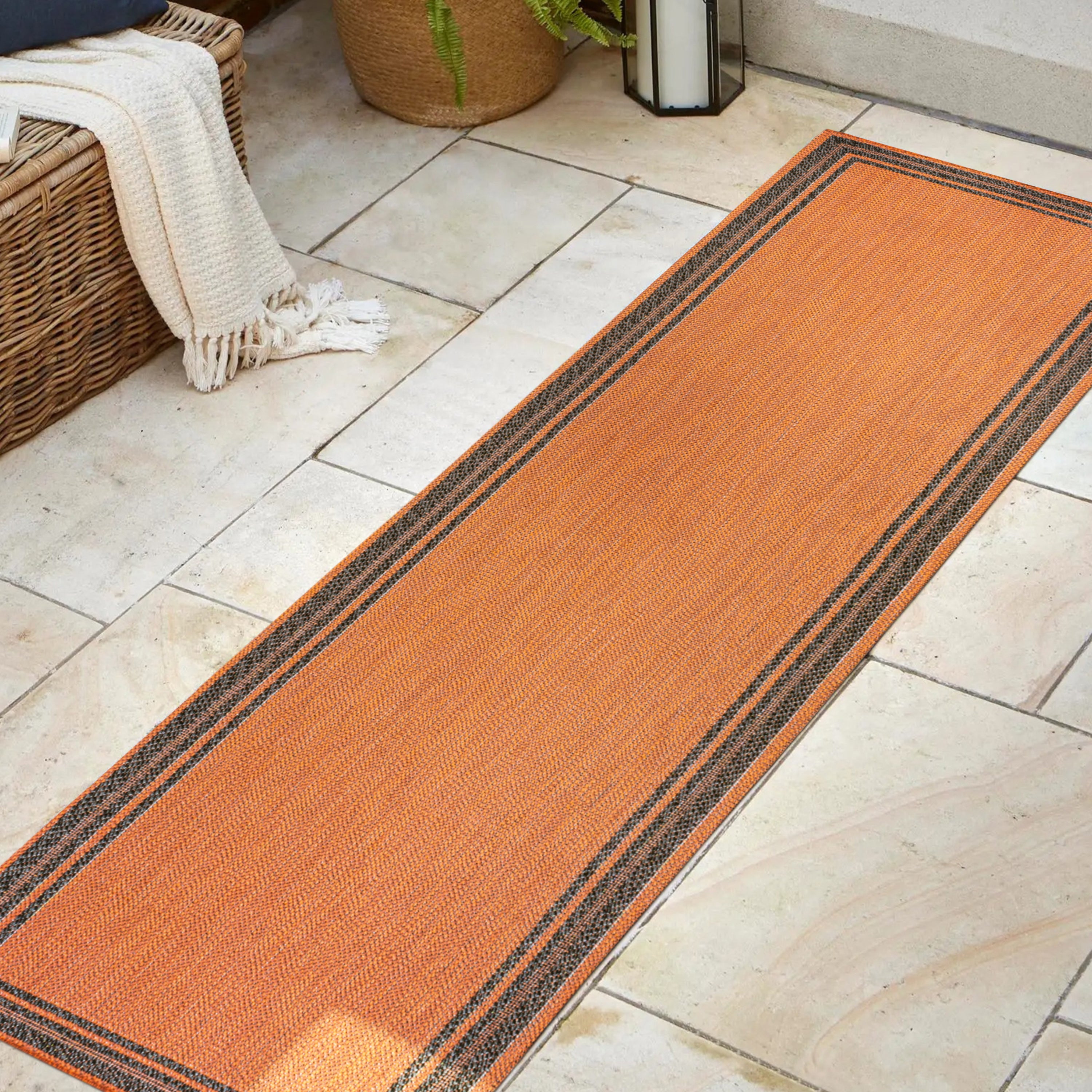 James Modern Border Stripe Indoor/Outdoor Runner Rug