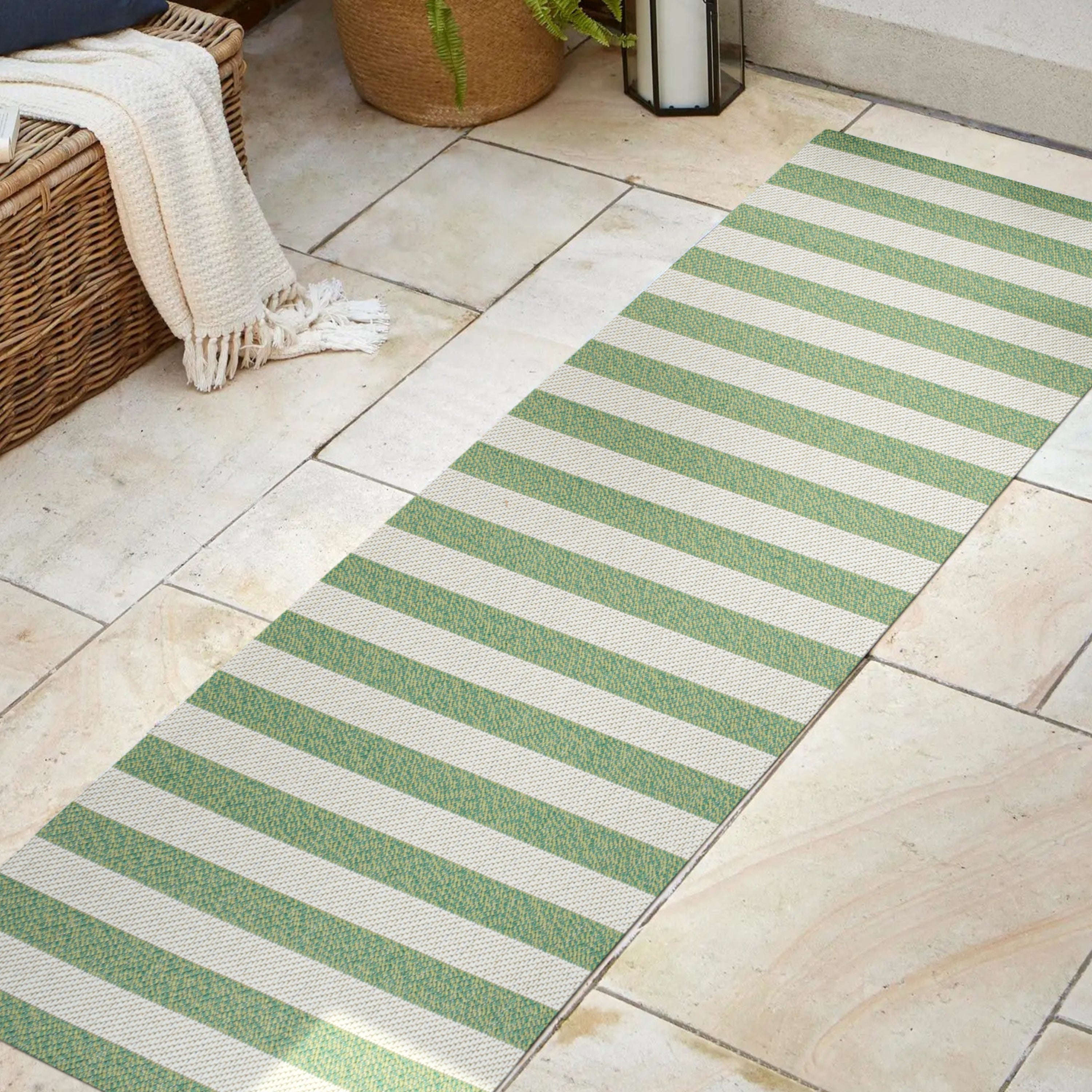 Negril Two-Tone Wide Stripe Indoor/Outdoor Runner Rug