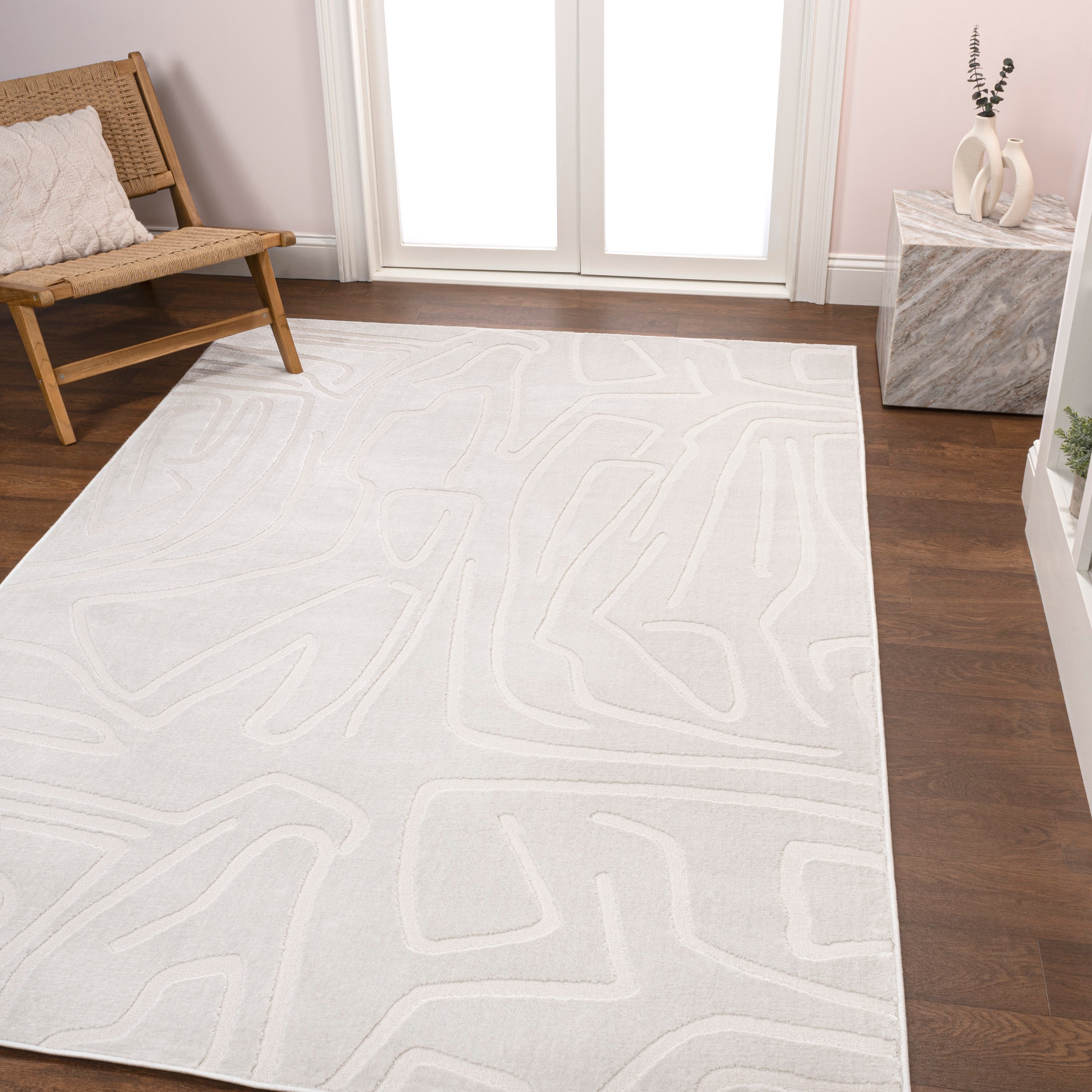 Alcina Modern Scandinavian Graphic Lines High-Low Area Rug