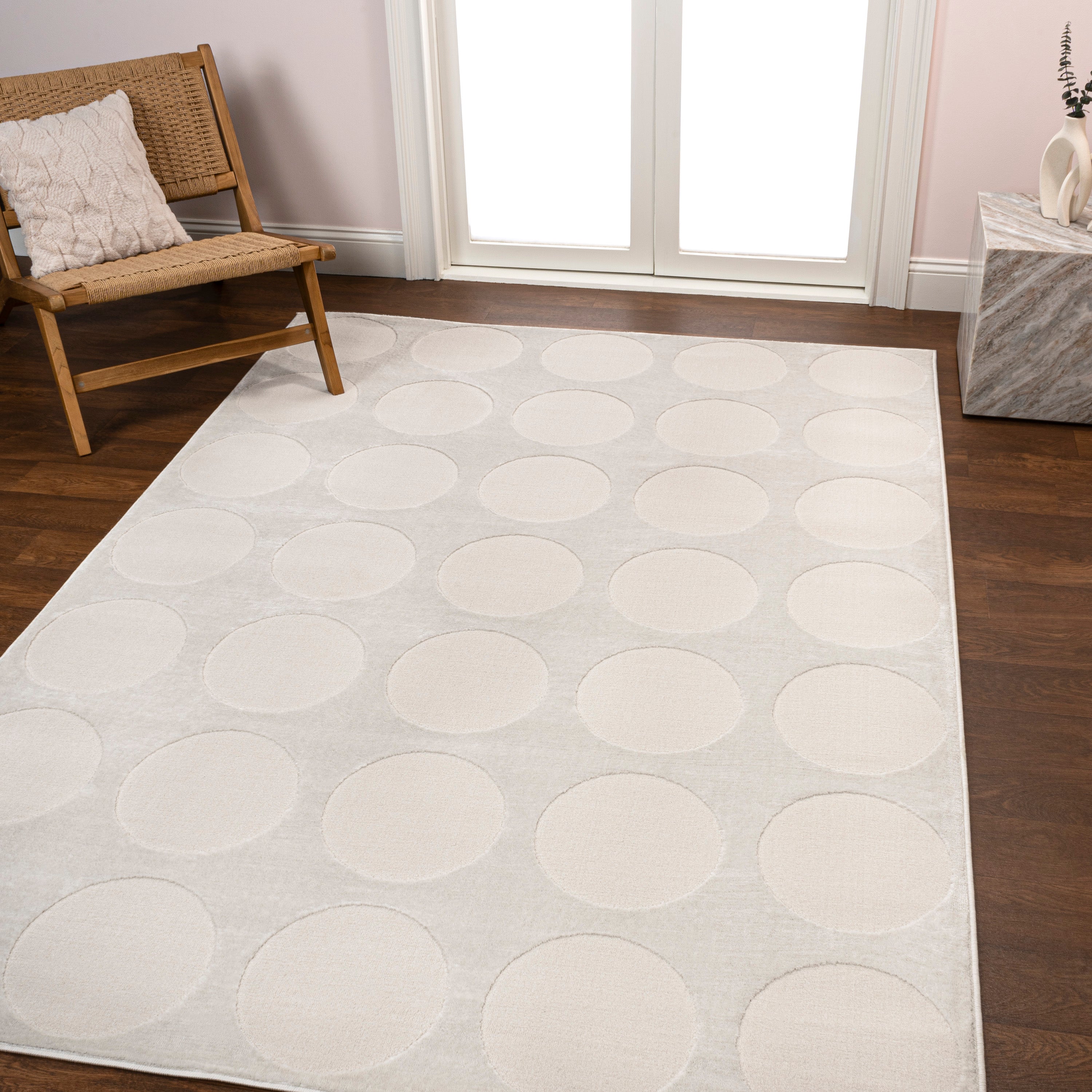 Adrian Modern Geometric Circle Dot High-Low Area Rug