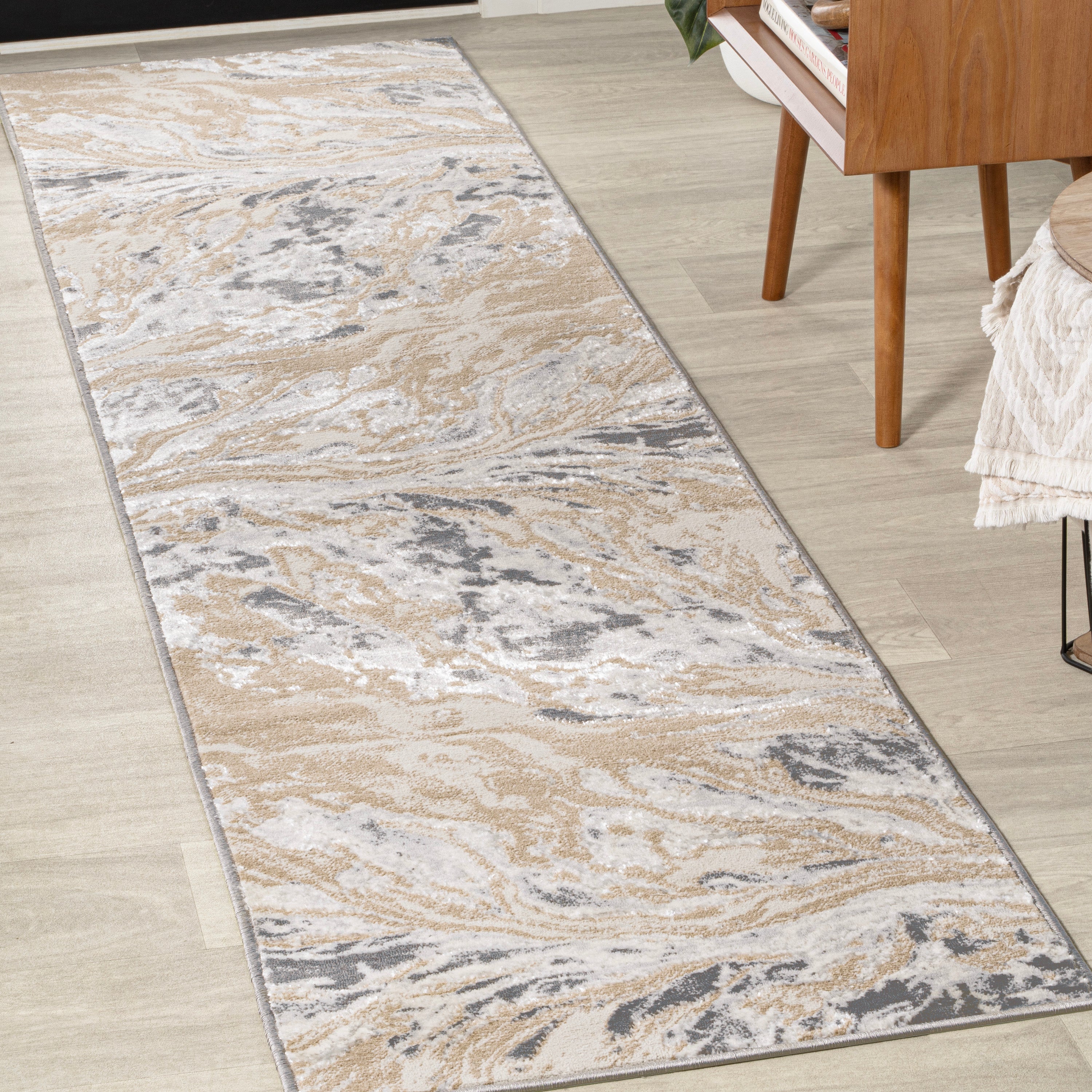 Swirl Chic Marbled Abstract Runner Rug