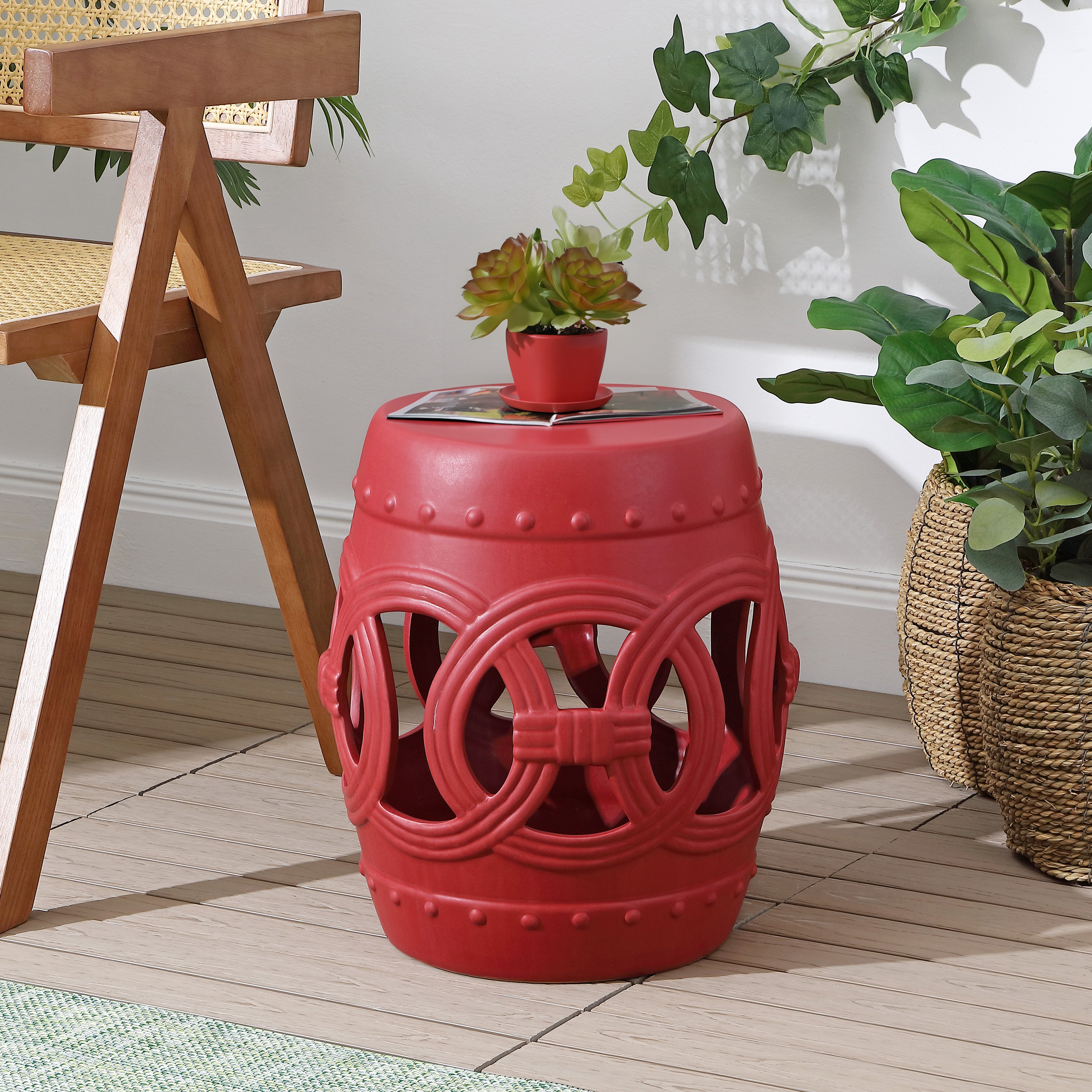 Lucky Chinese Ceramic Drum Garden Stool