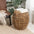 Sage Rustic Bohemian Barrel-Style Abaca/Iron Handwoven Stool