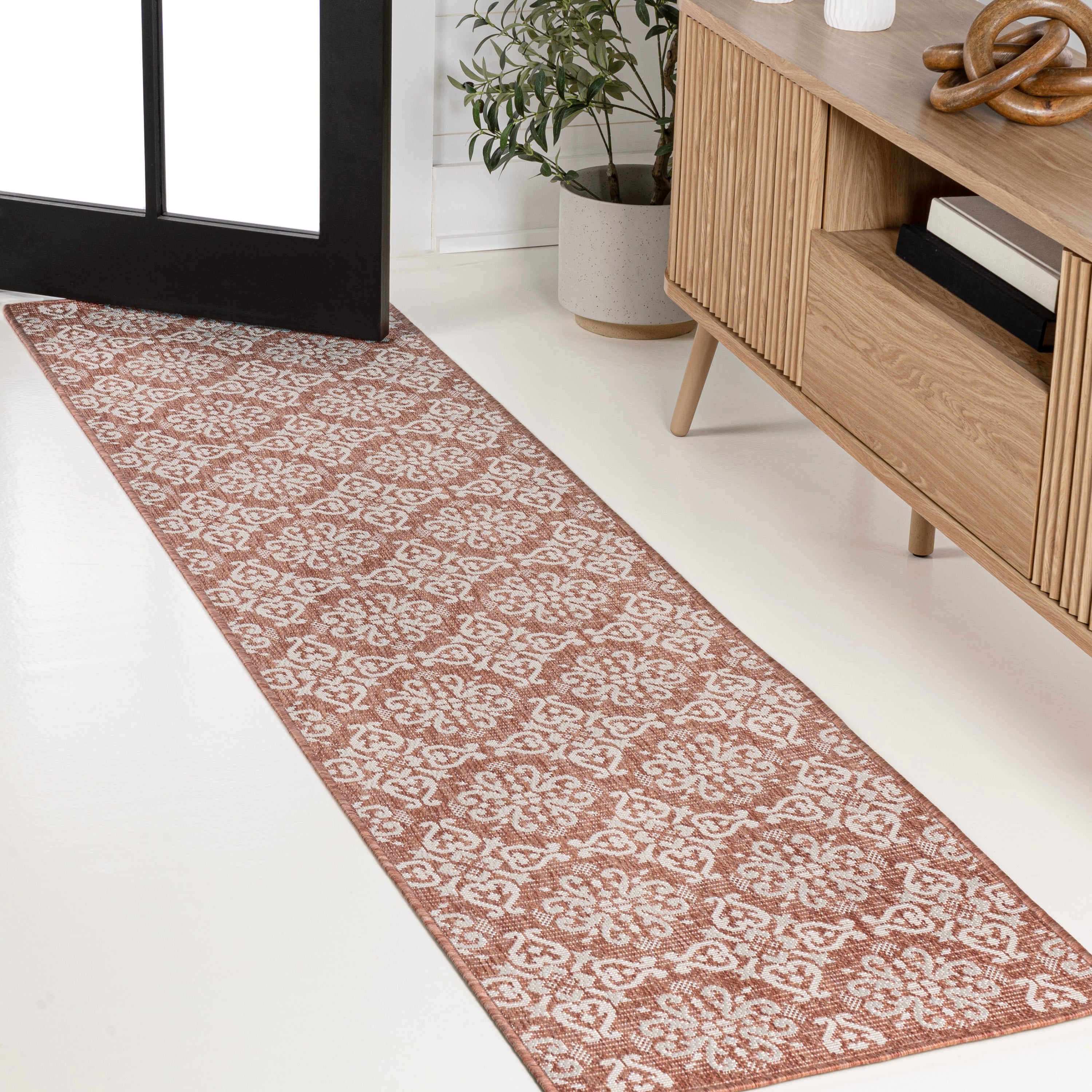 Amora Traditional Mediterranean Tile Design Indoor/Outdoor Runner Rug