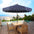 Tracy classic midcentury scalloped fringe market patio umbrella with auto-tilt