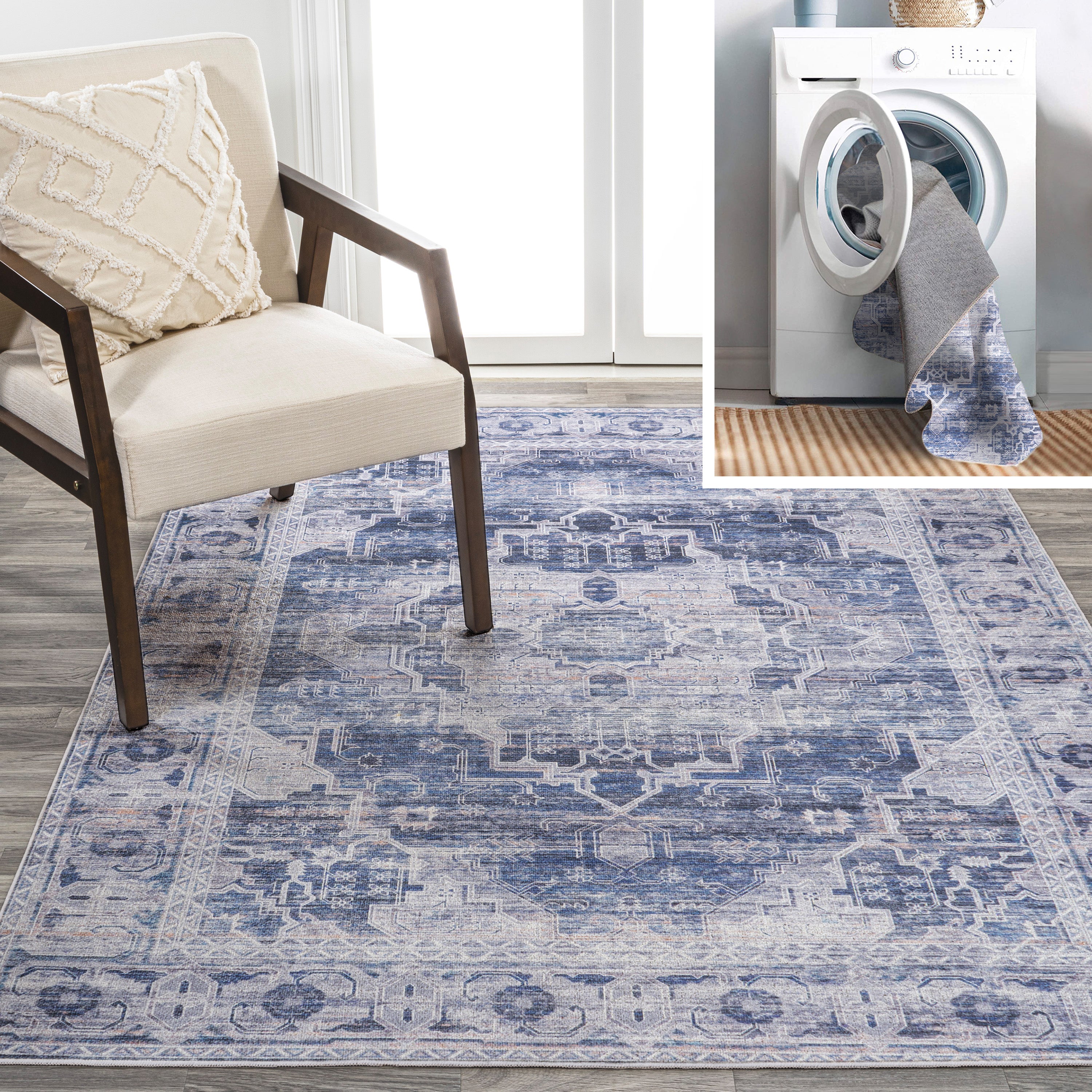 Alanya Ornate Medallion Machine-Washable Area Rug