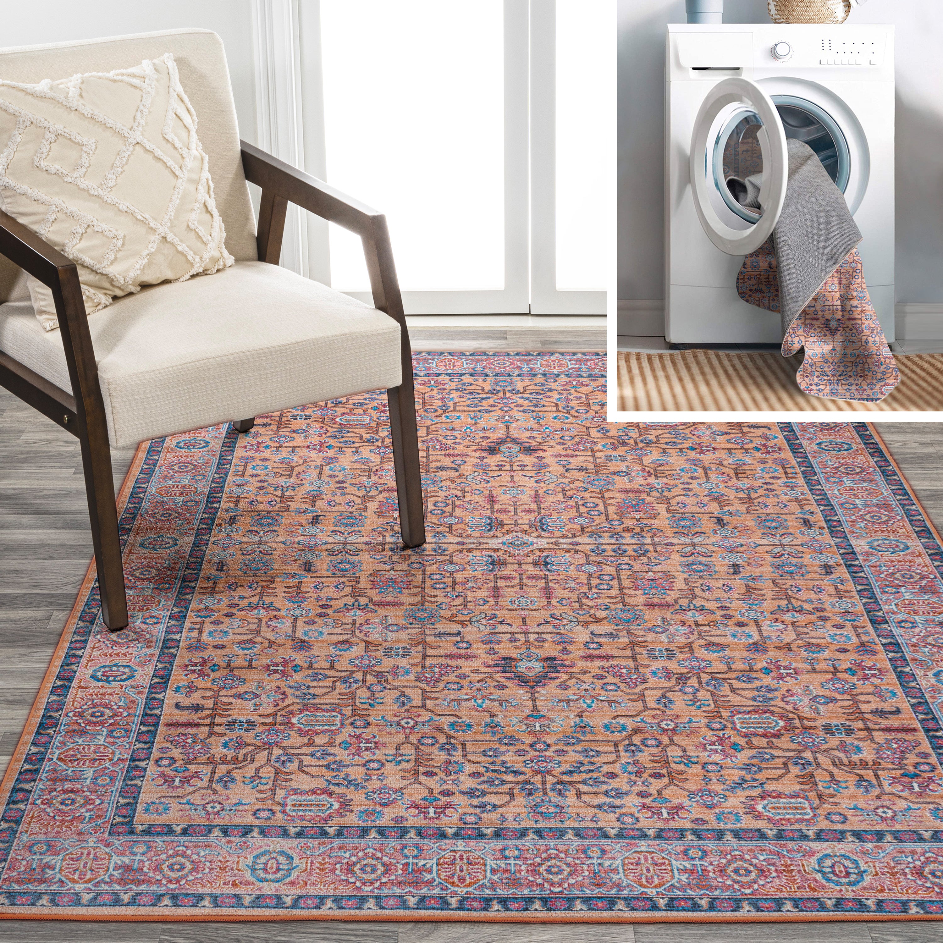 Kemer All-Over Persian Machine-Washable Area Rug