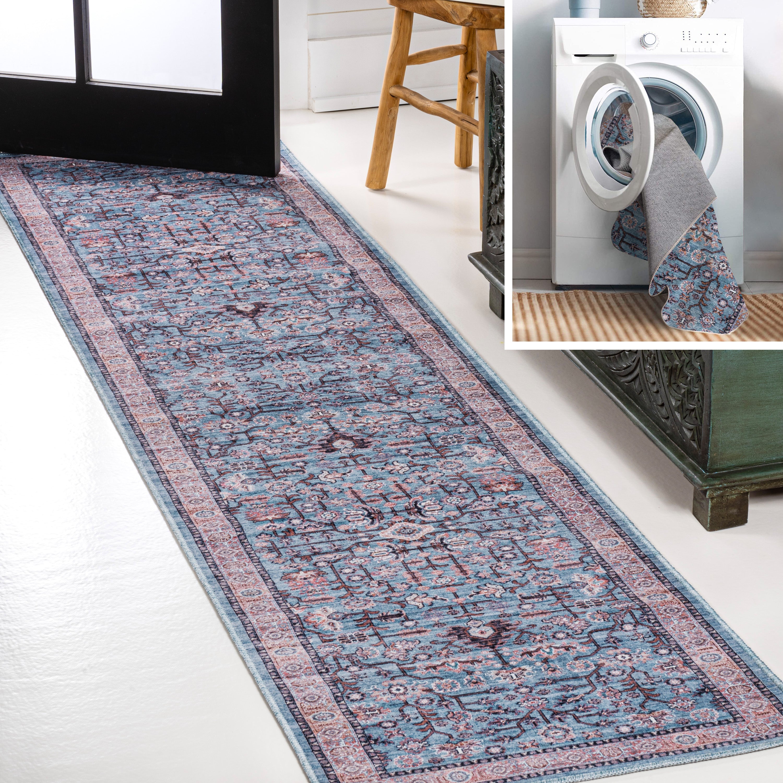 Kemer All-Over Persian Machine-Washable Runner Rug