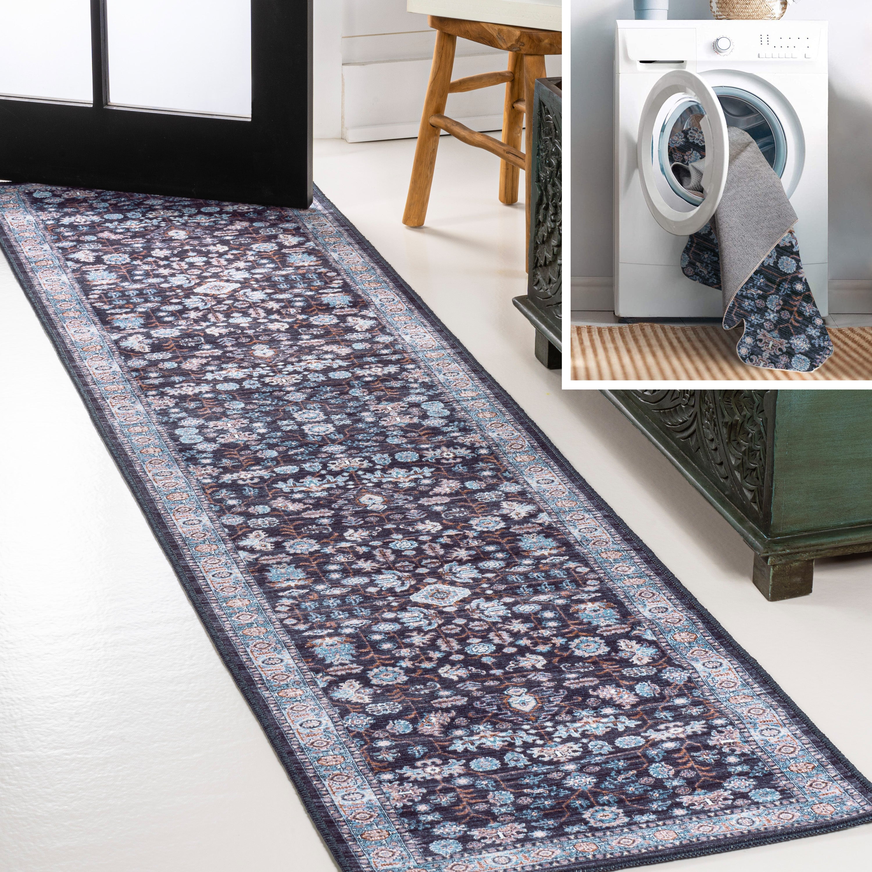 Kemer All-Over Persian Machine-Washable Runner Rug