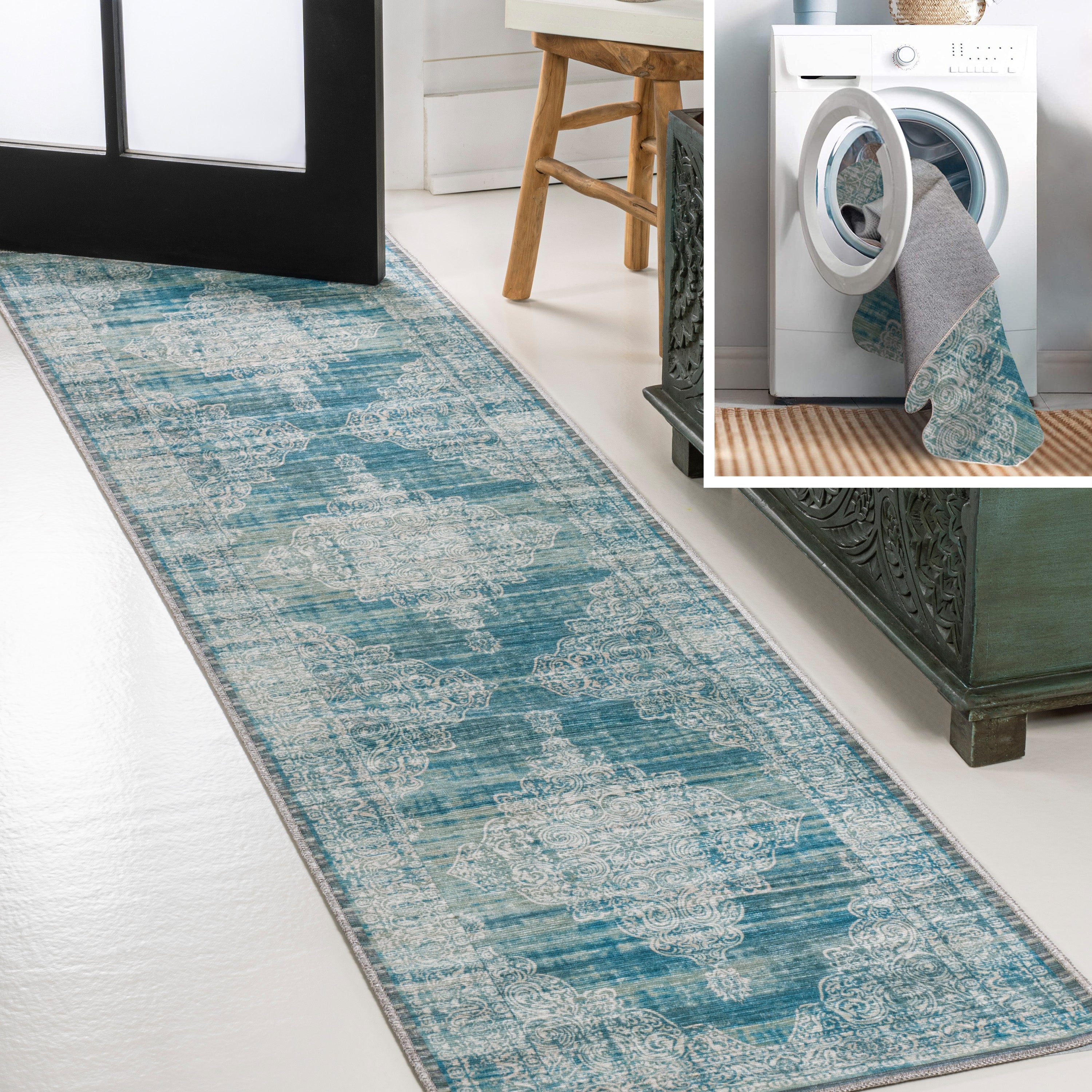 Regis Bohemian Medallion Machine-Washable Runner Rug