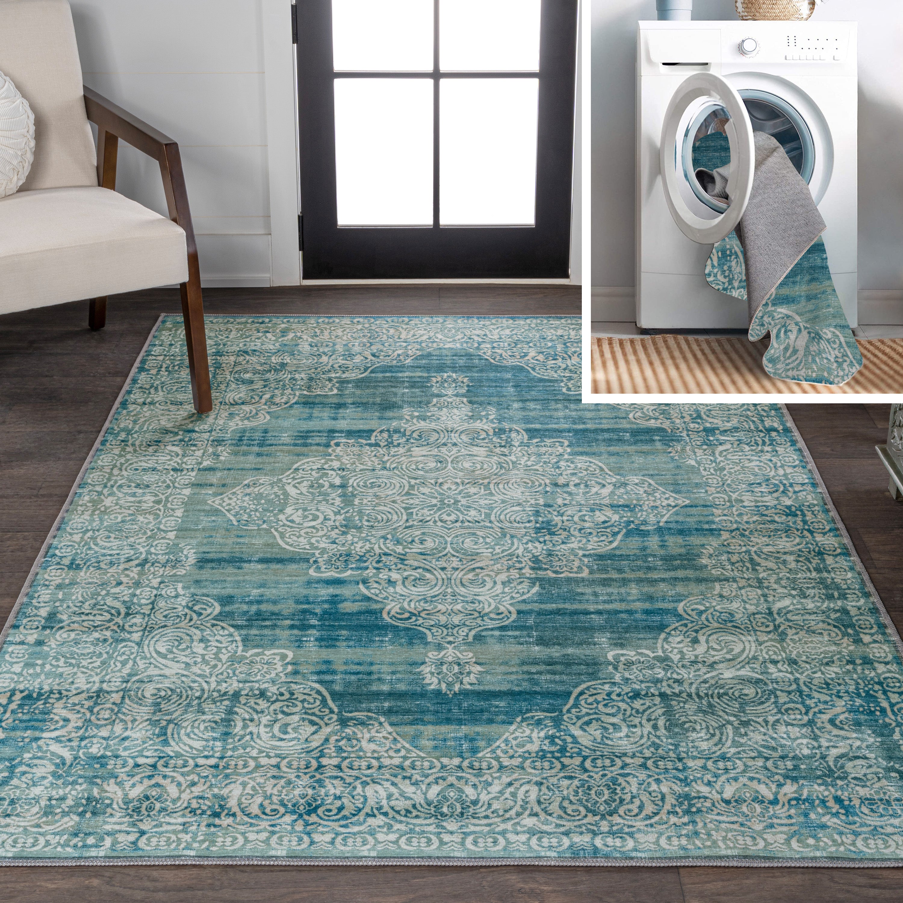 Regis Bohemian Medallion Machine-Washable Area Rug