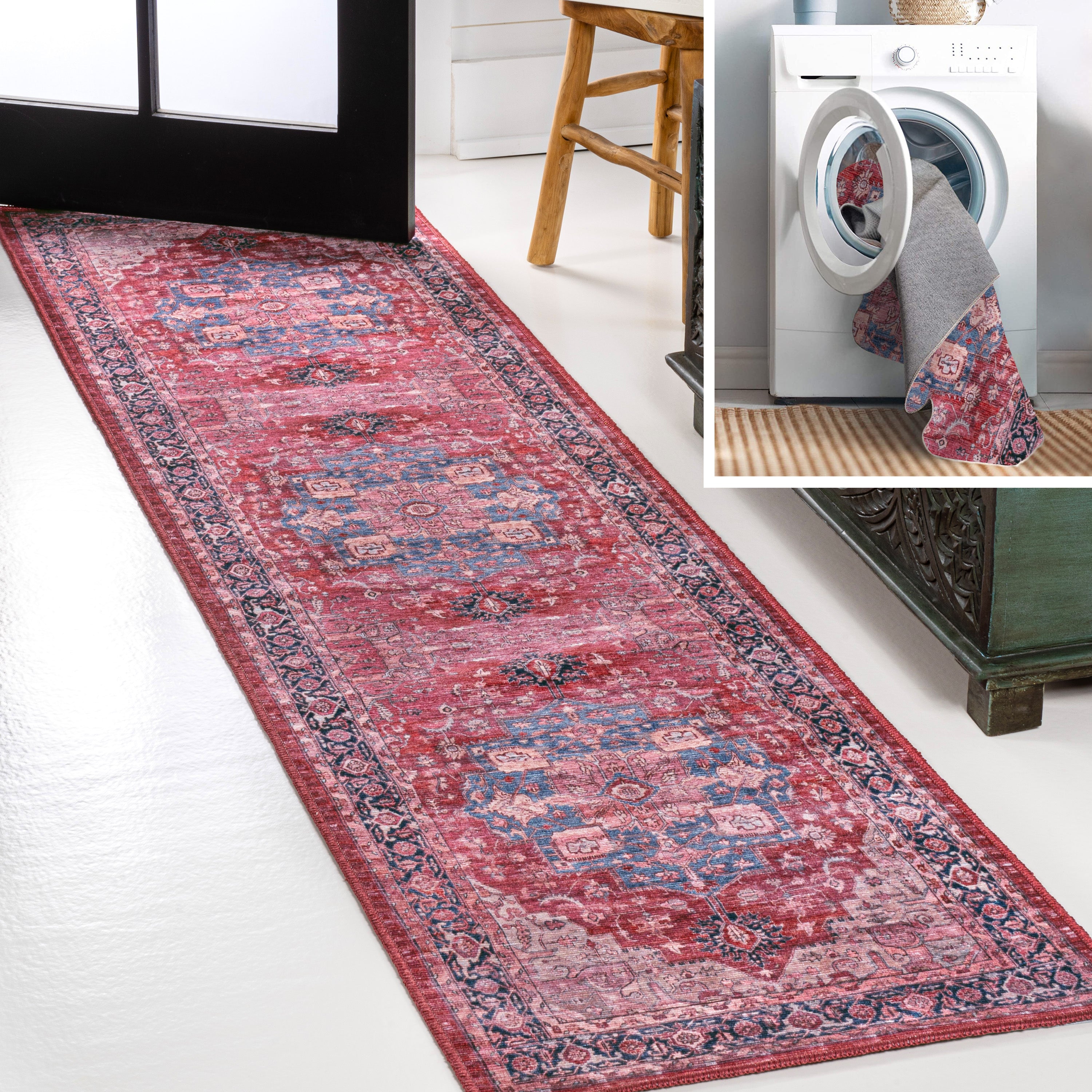 Maris Ornate Medallion Machine-Washable Runner Rug