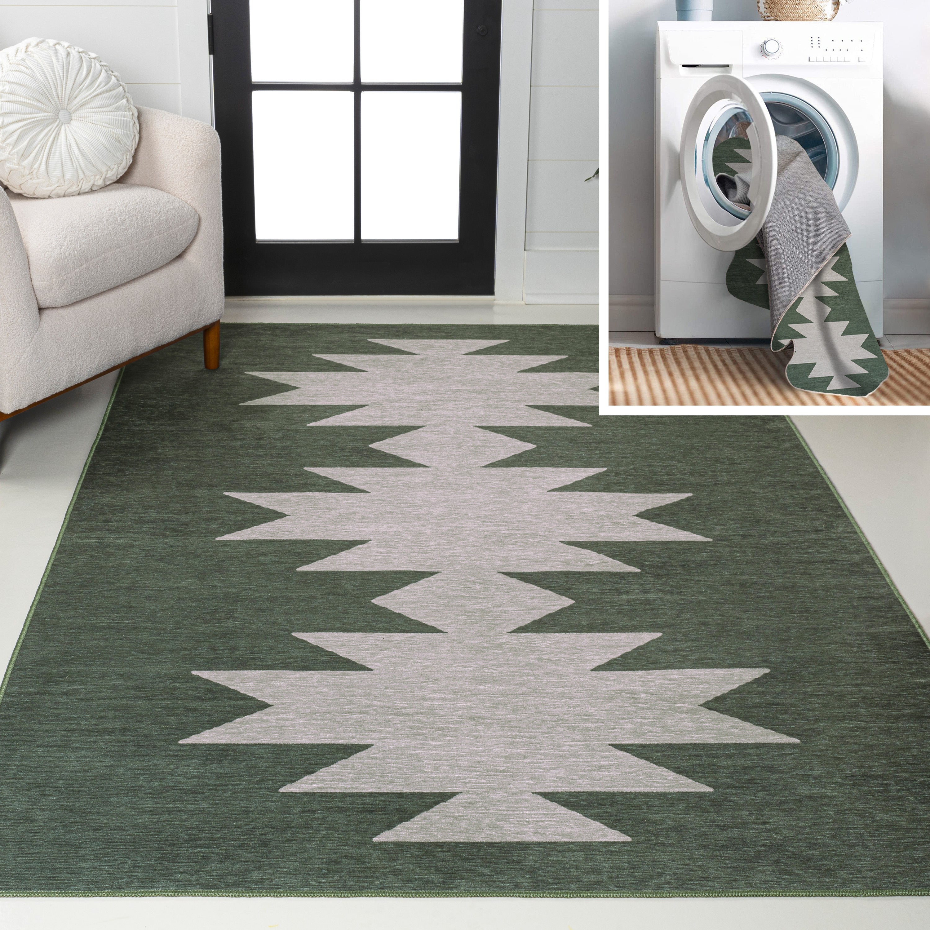 Chayton Minimalist Geometric Machine-Washable Area Rug